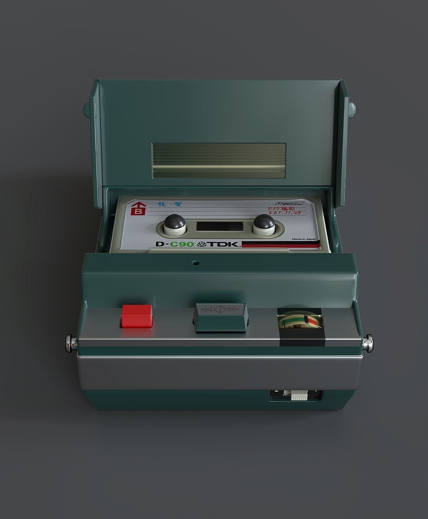 Vintage portable cassette recorder 2 3D model_2