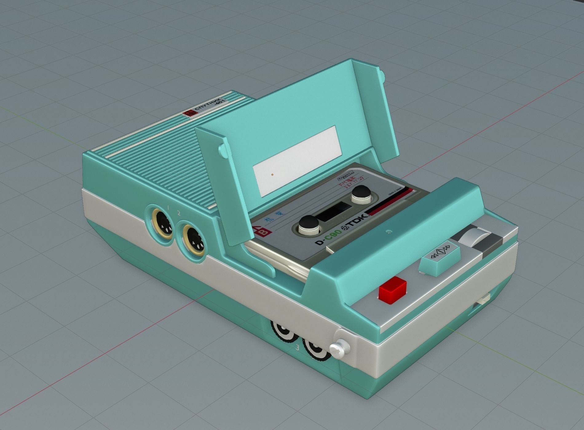 Vintage portable cassette recorder 2 3D model_5