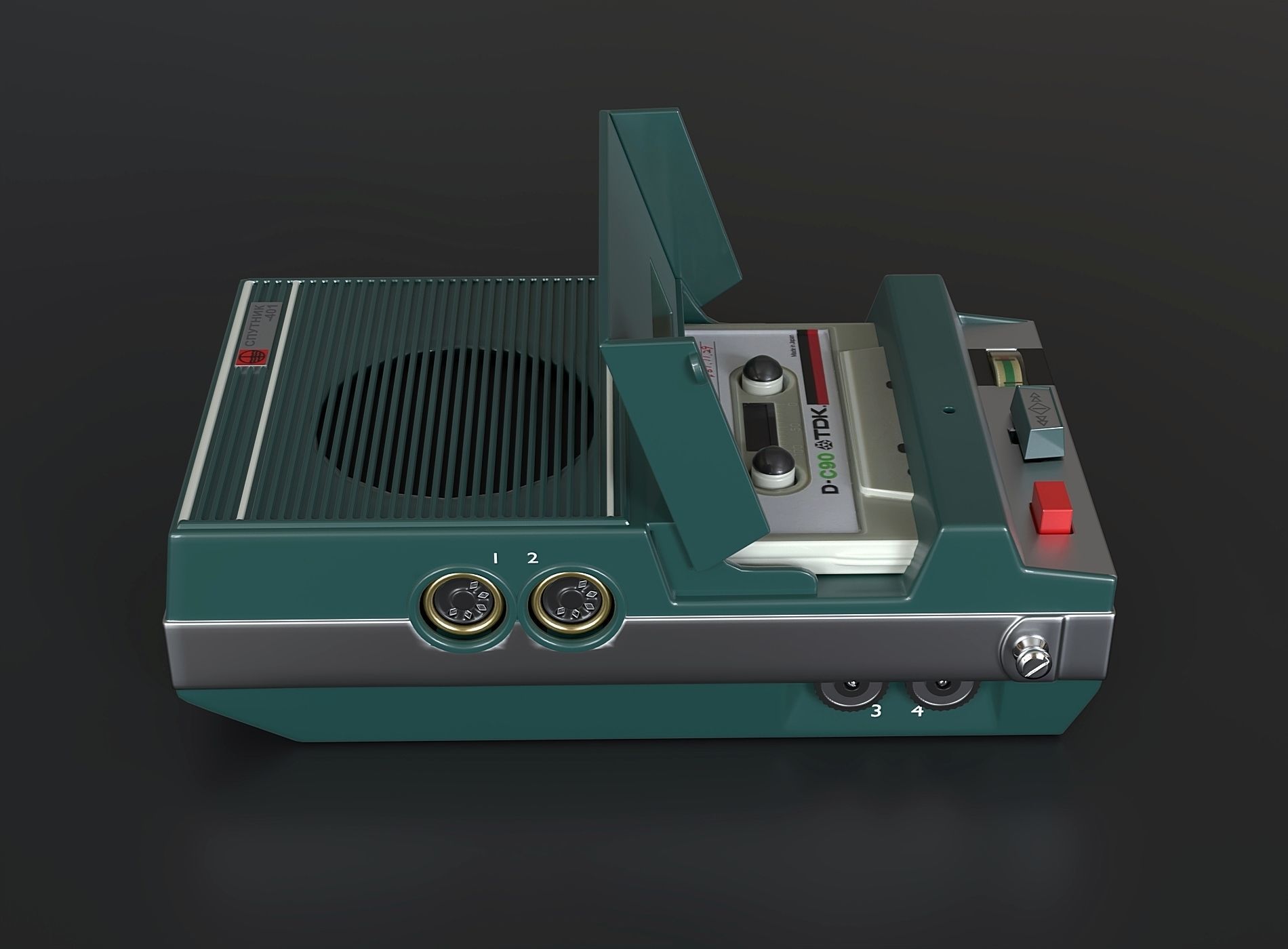 Vintage portable cassette recorder 2 3D model_3