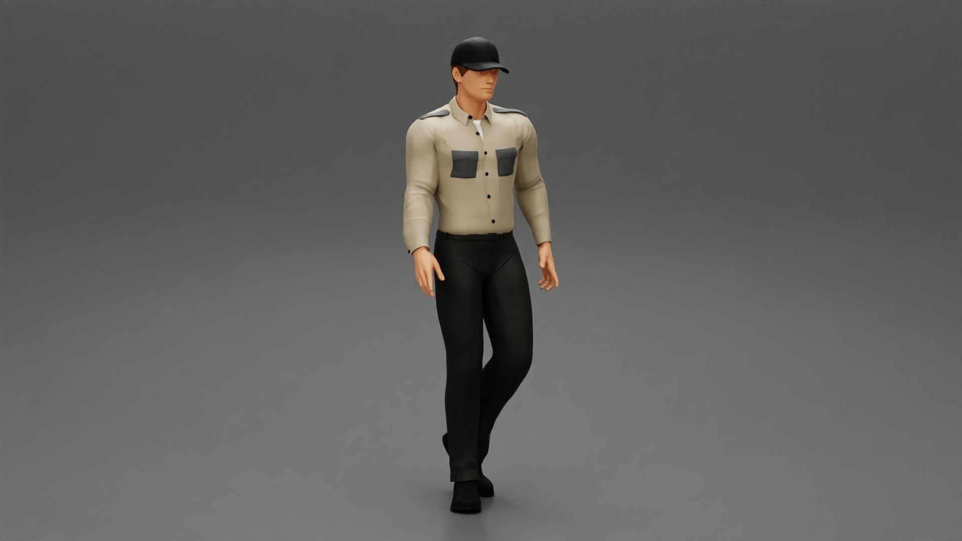 Walking Delivery Man in Action Delivering Package 3D print model_1