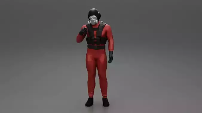 Jet pilot standing in a oxygen mask