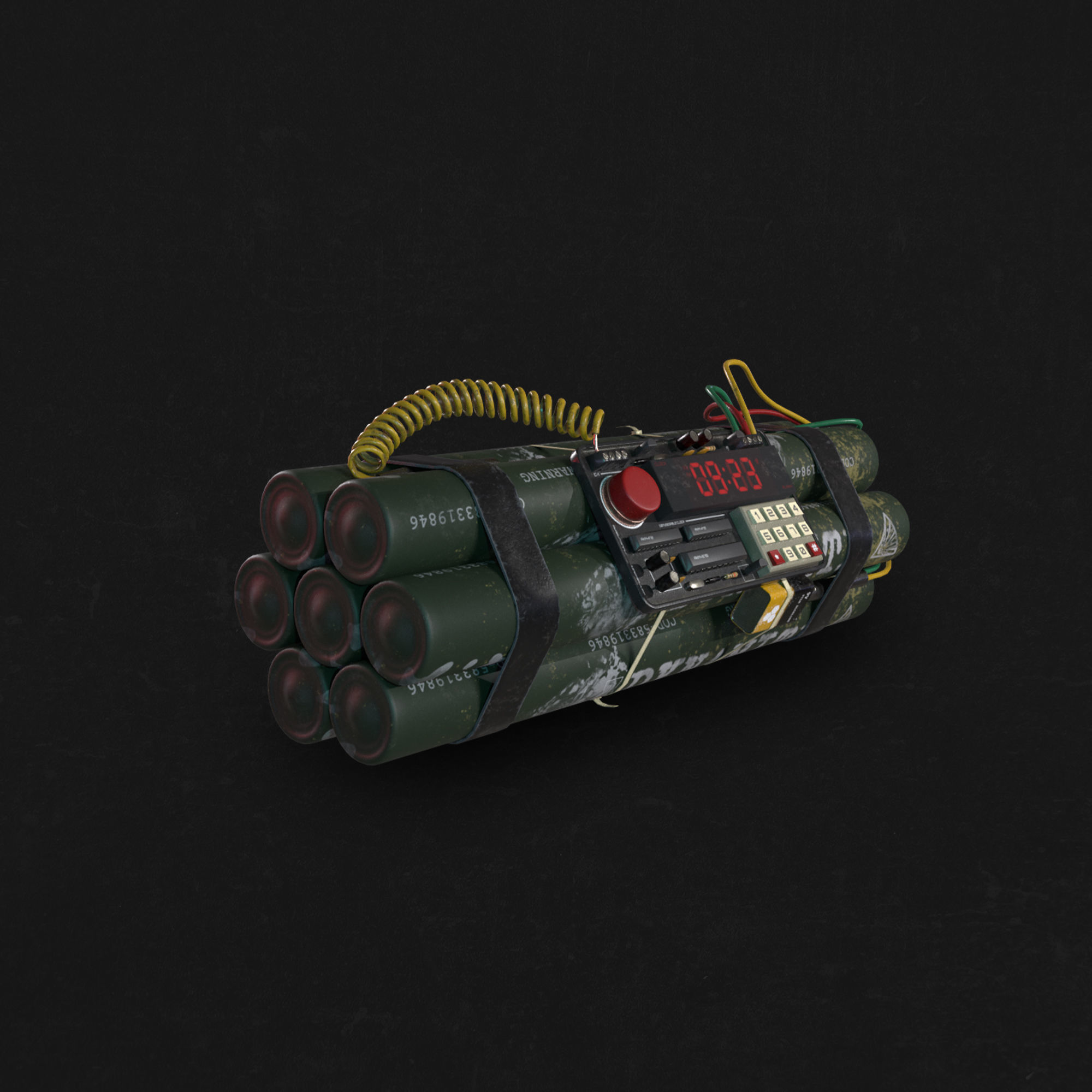 Dynamite Bomb Low-High poly 3D model Low-poly 3D model_5
