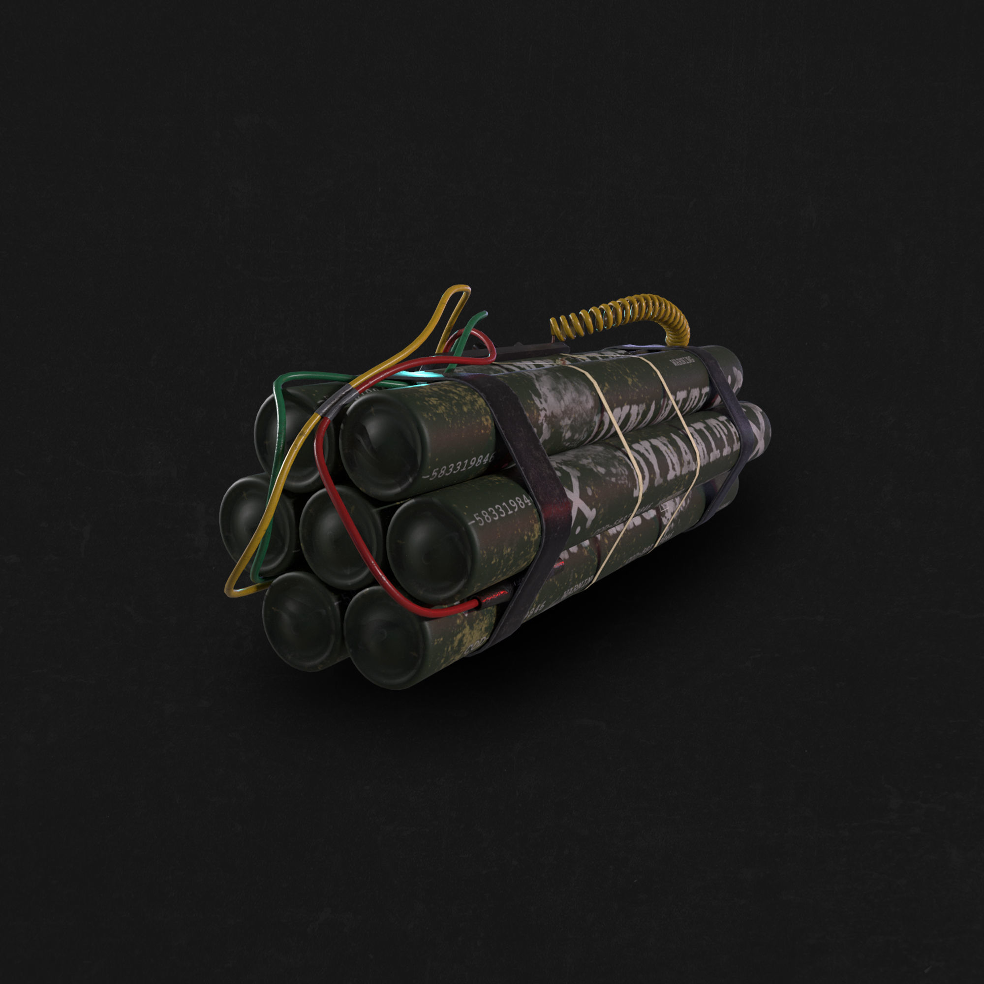 Dynamite Bomb Low-High poly 3D model Low-poly 3D model_3