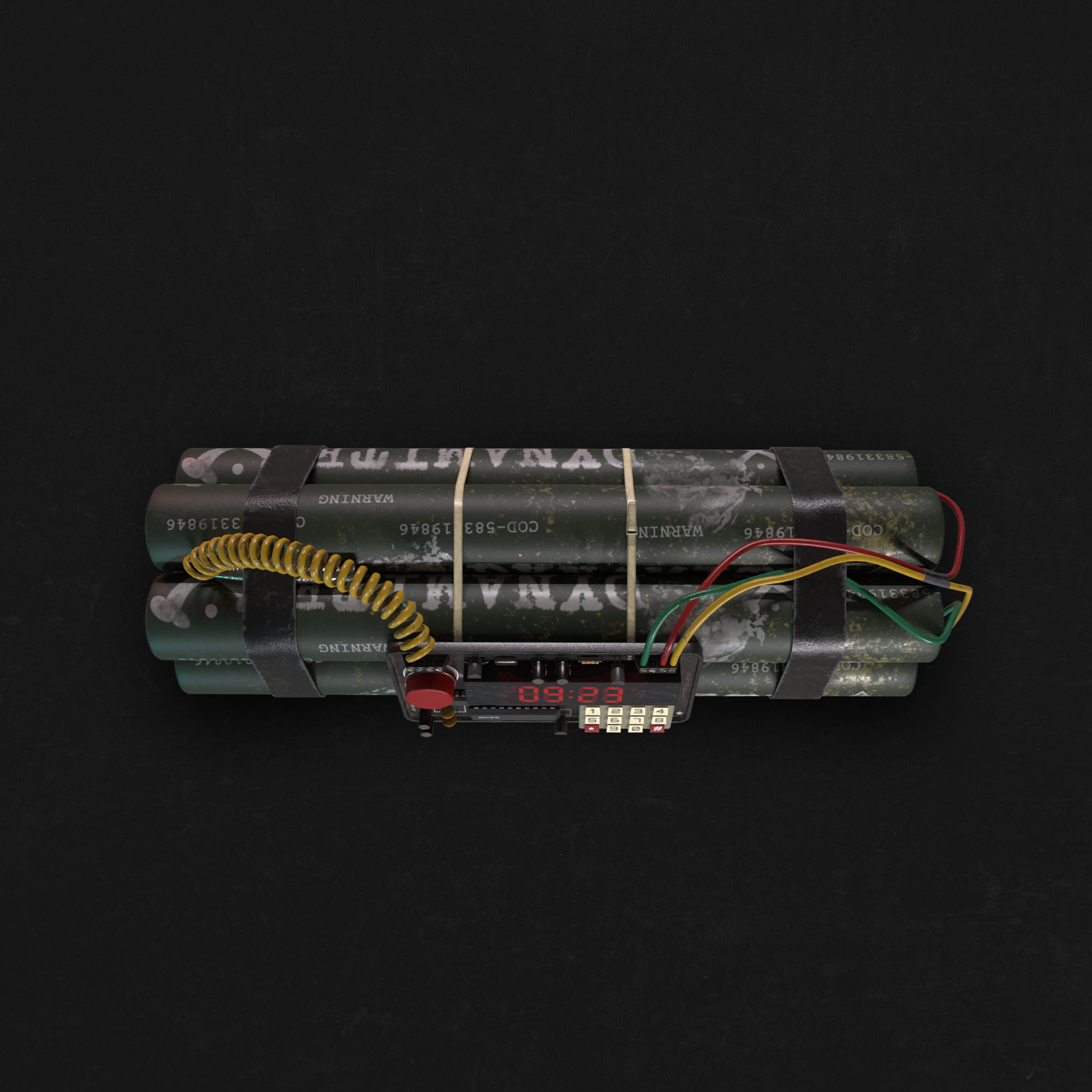 Dynamite Bomb Low-High poly 3D model Low-poly 3D model_8