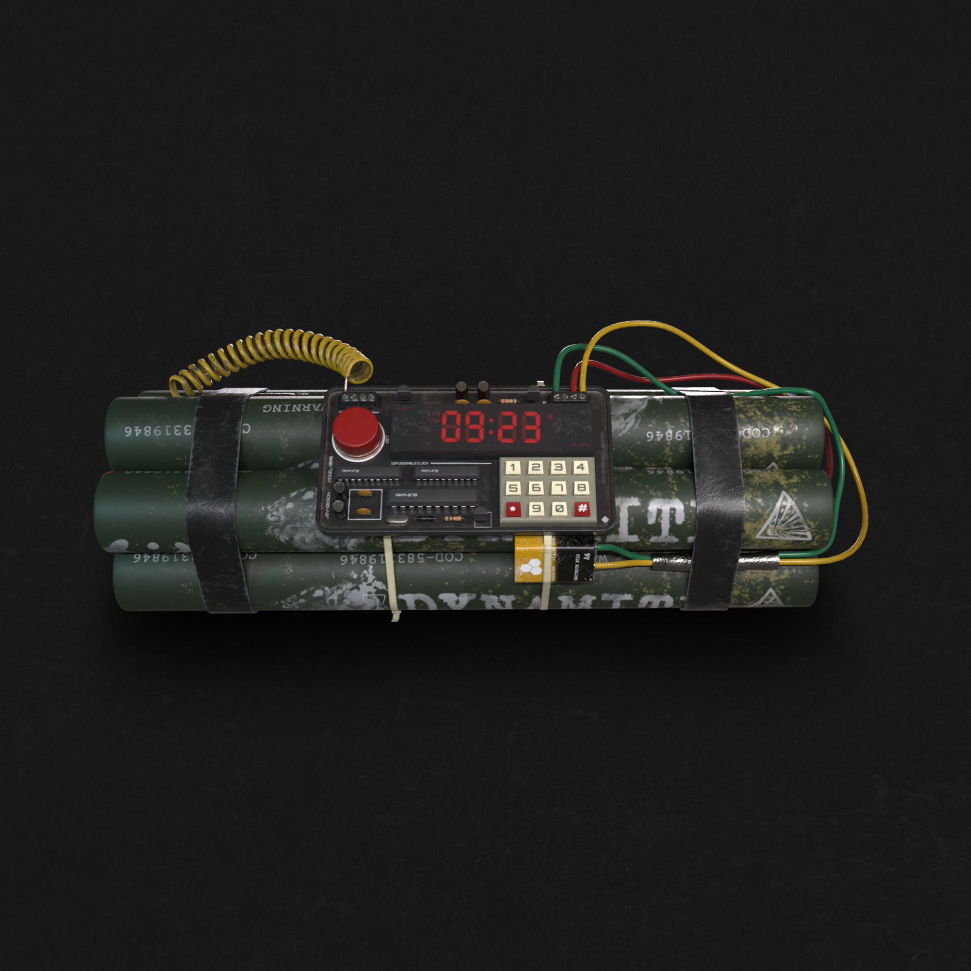Dynamite Bomb Low-High poly 3D model Low-poly 3D model_7