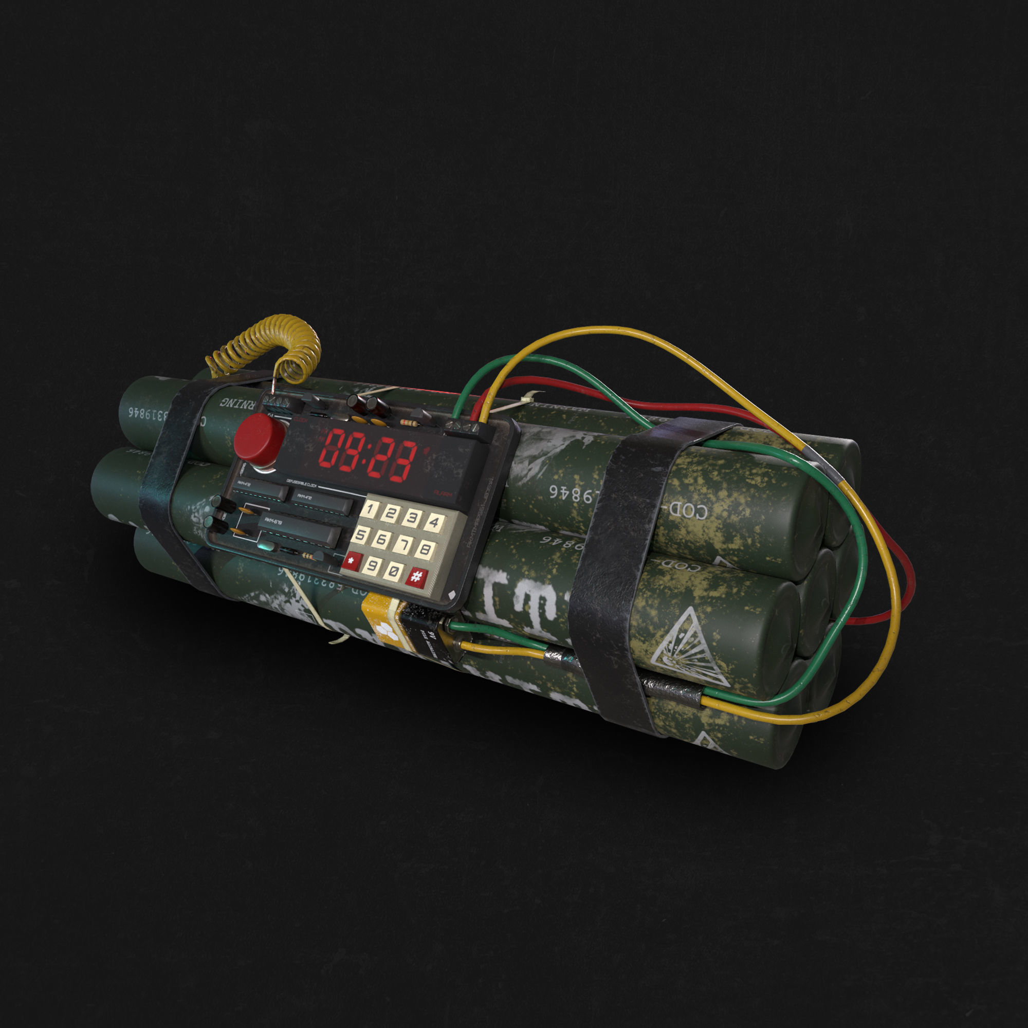 Dynamite Bomb Low-High poly 3D model Low-poly 3D model_4