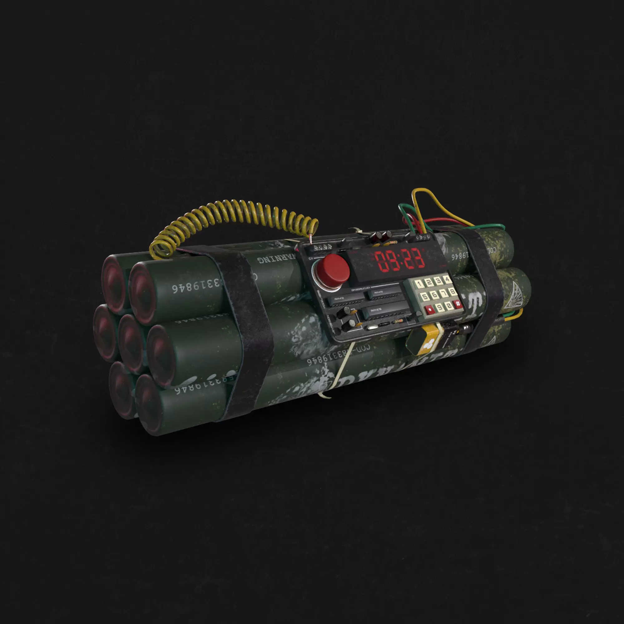 Dynamite Bomb Low-High poly 3D model Low-poly 3D model_0