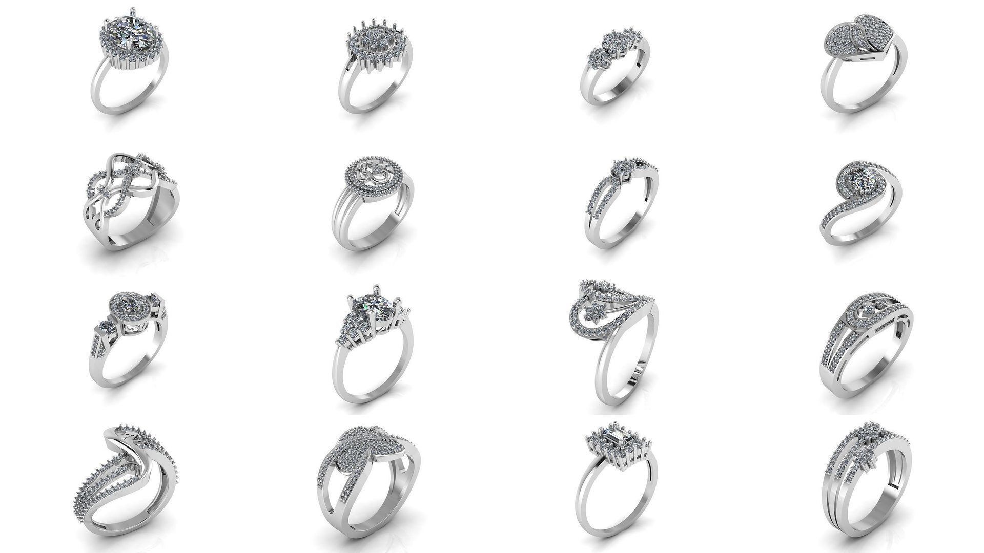 Collection of 77 Diamond Jewelry Rings 3D Print Models _9