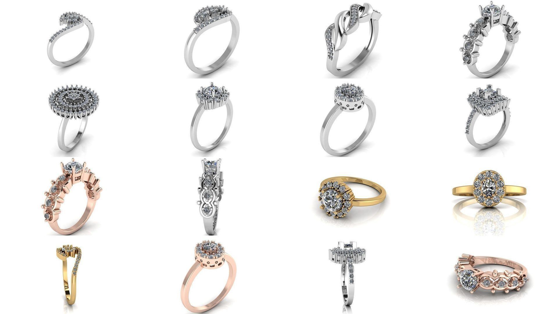 Collection of 77 Diamond Jewelry Rings 3D Print Models _14