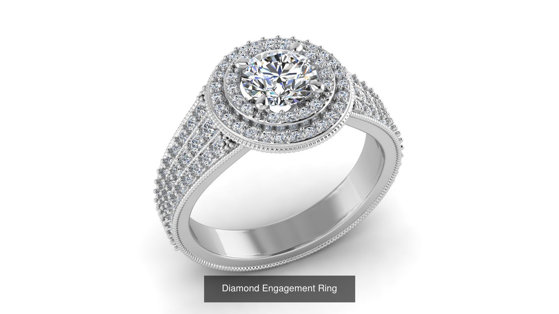 Collection of 77 Diamond Jewelry Rings 3D Print Models _19