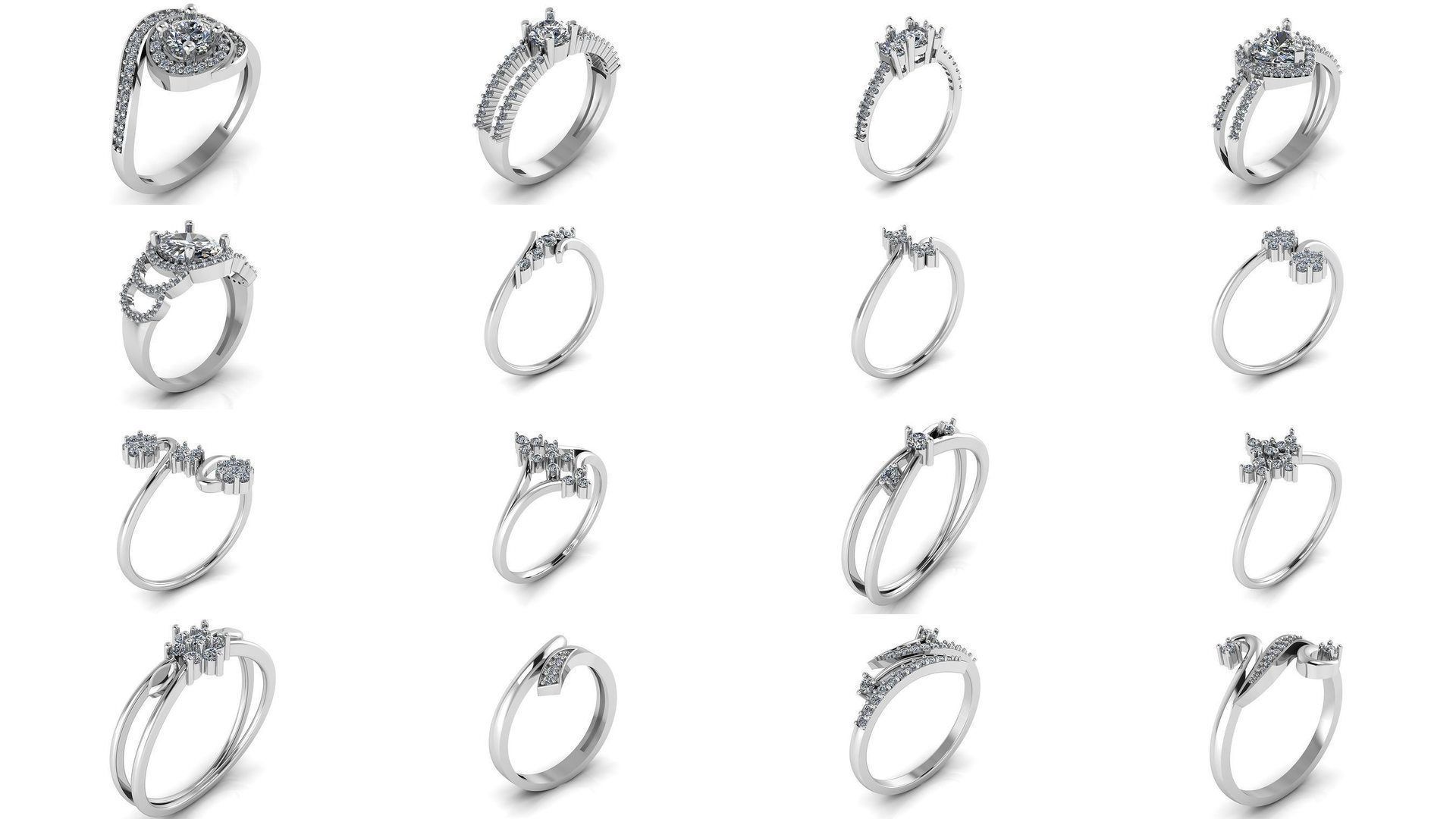 Collection of 77 Diamond Jewelry Rings 3D Print Models _12