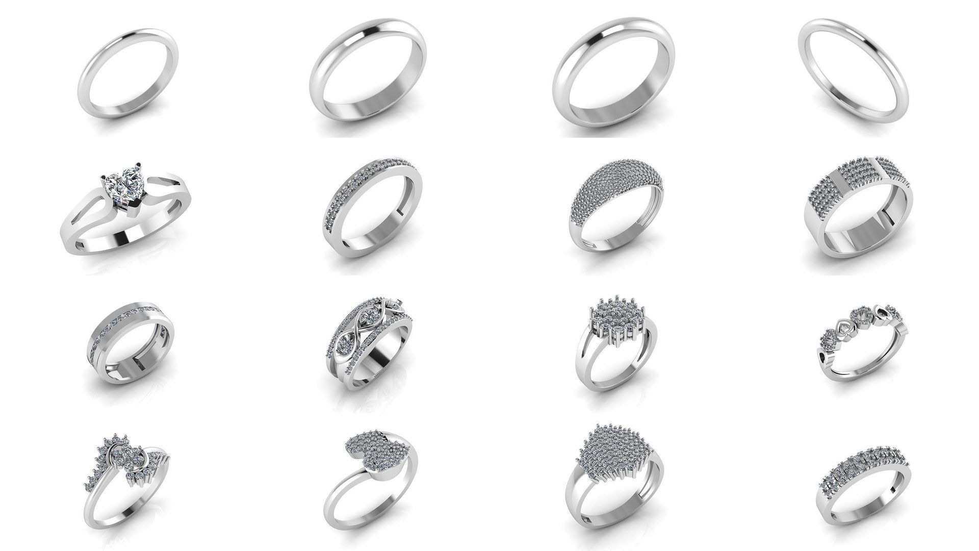 Collection of 77 Diamond Jewelry Rings 3D Print Models _5