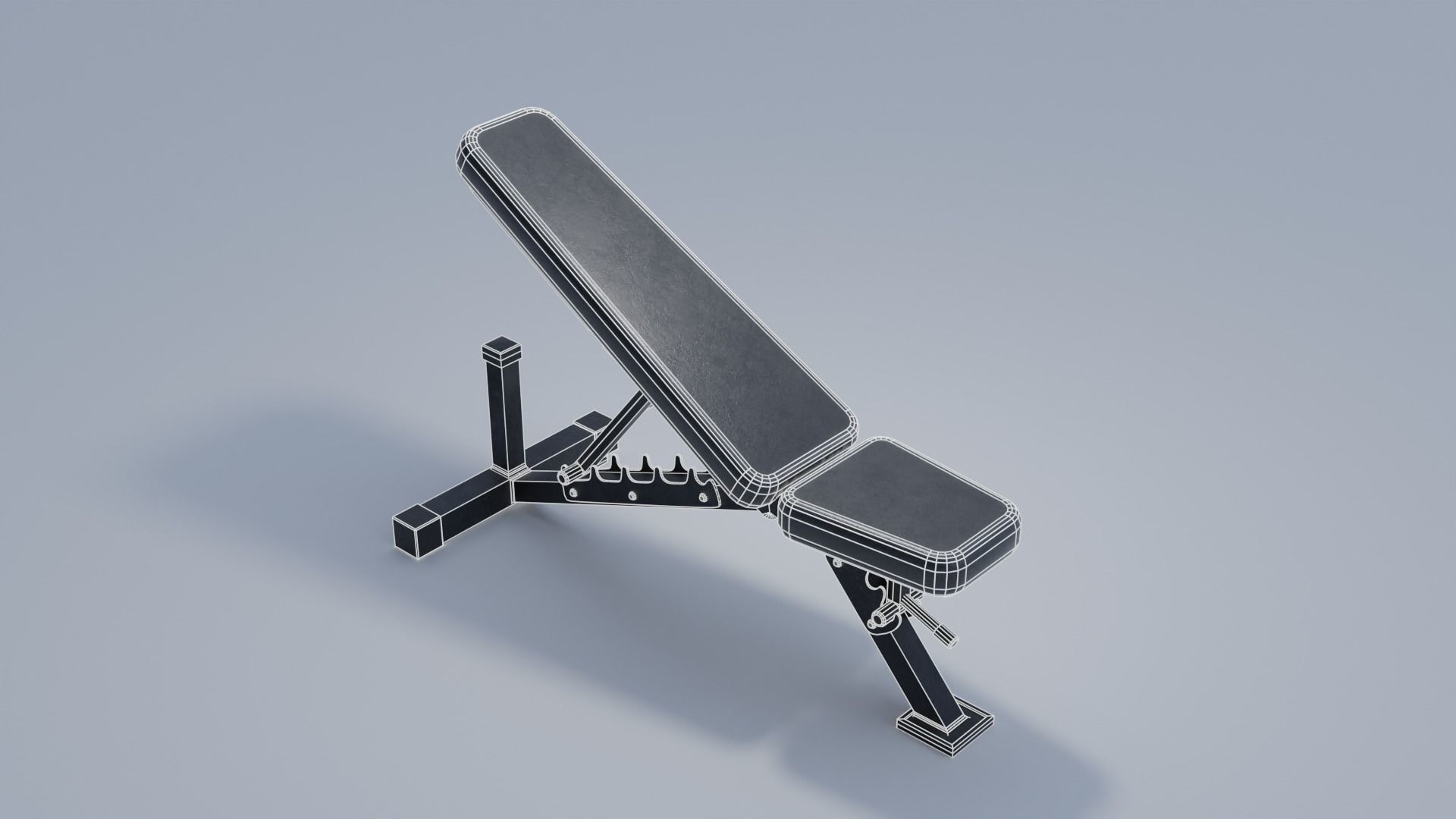 Weight Bench 4K and 2K Textures Low-poly 3D model_1