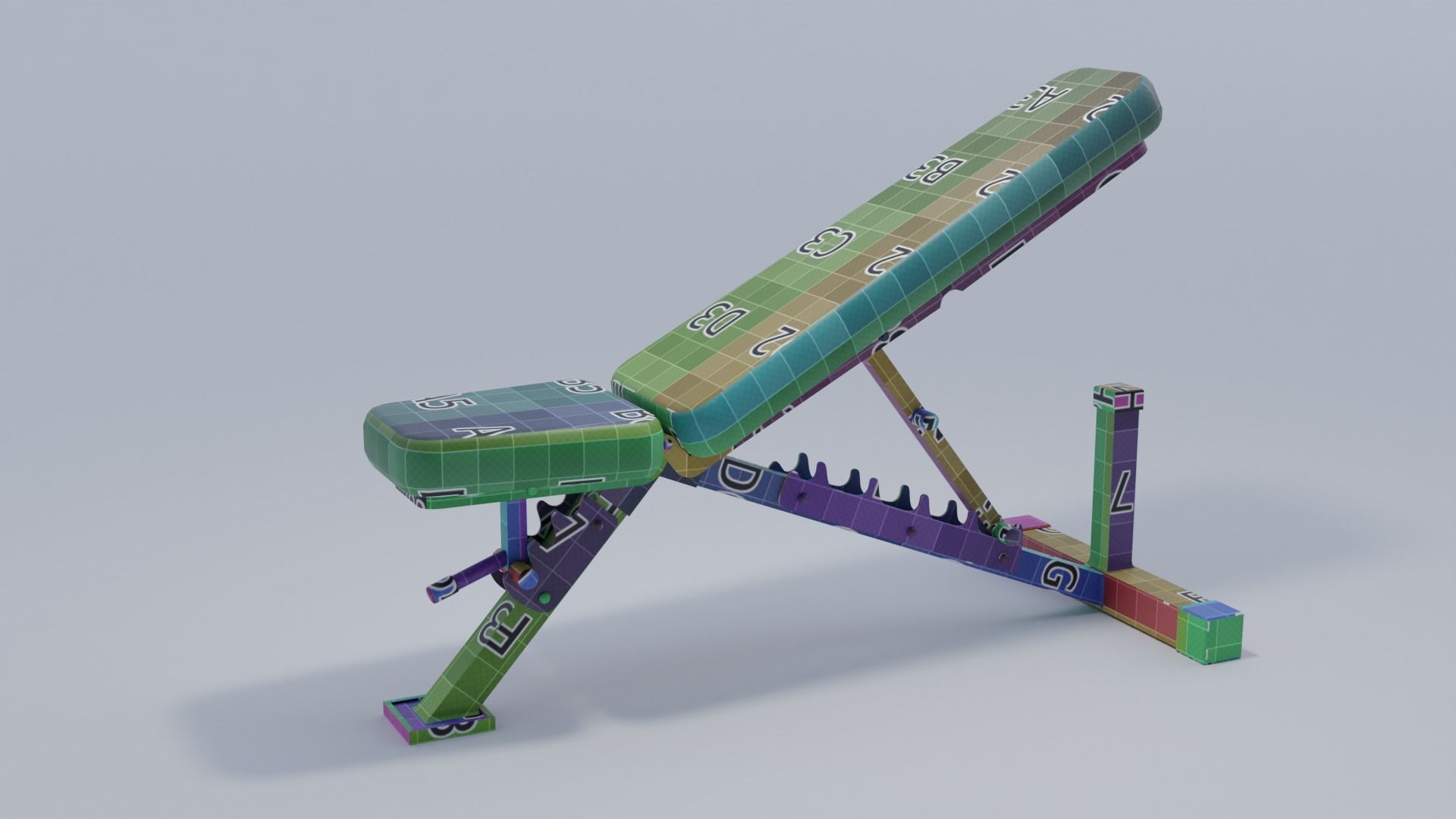 Weight Bench 4K and 2K Textures Low-poly 3D model_10