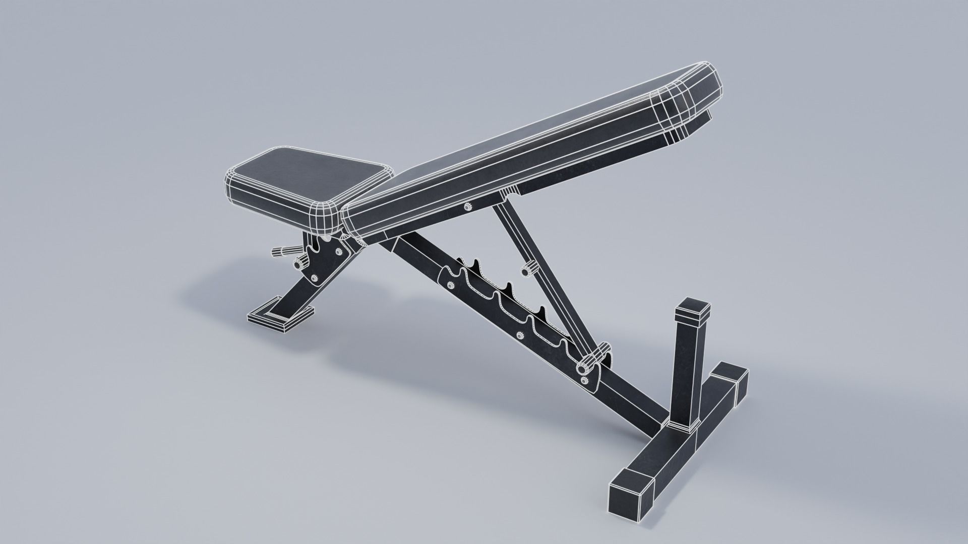 Weight Bench 4K and 2K Textures Low-poly 3D model_4