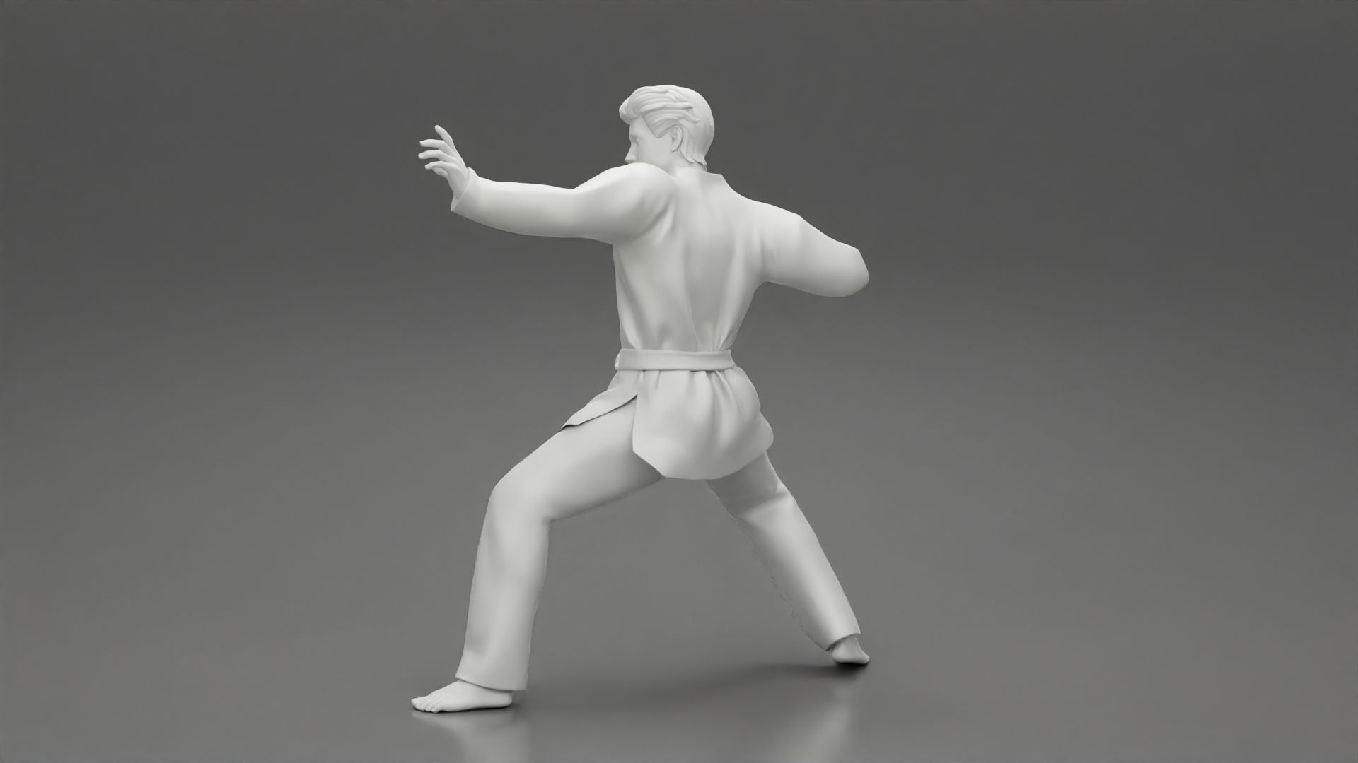 Karate man in a black kimono with a red belt 3D print model_10