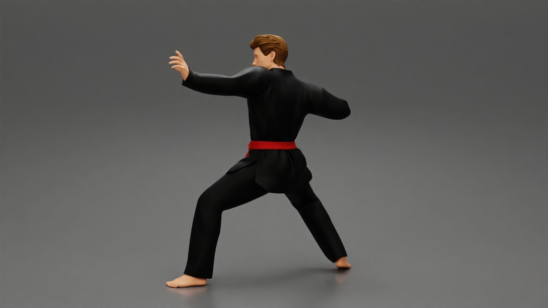 Karate man in a black kimono with a red belt 3D print model_4
