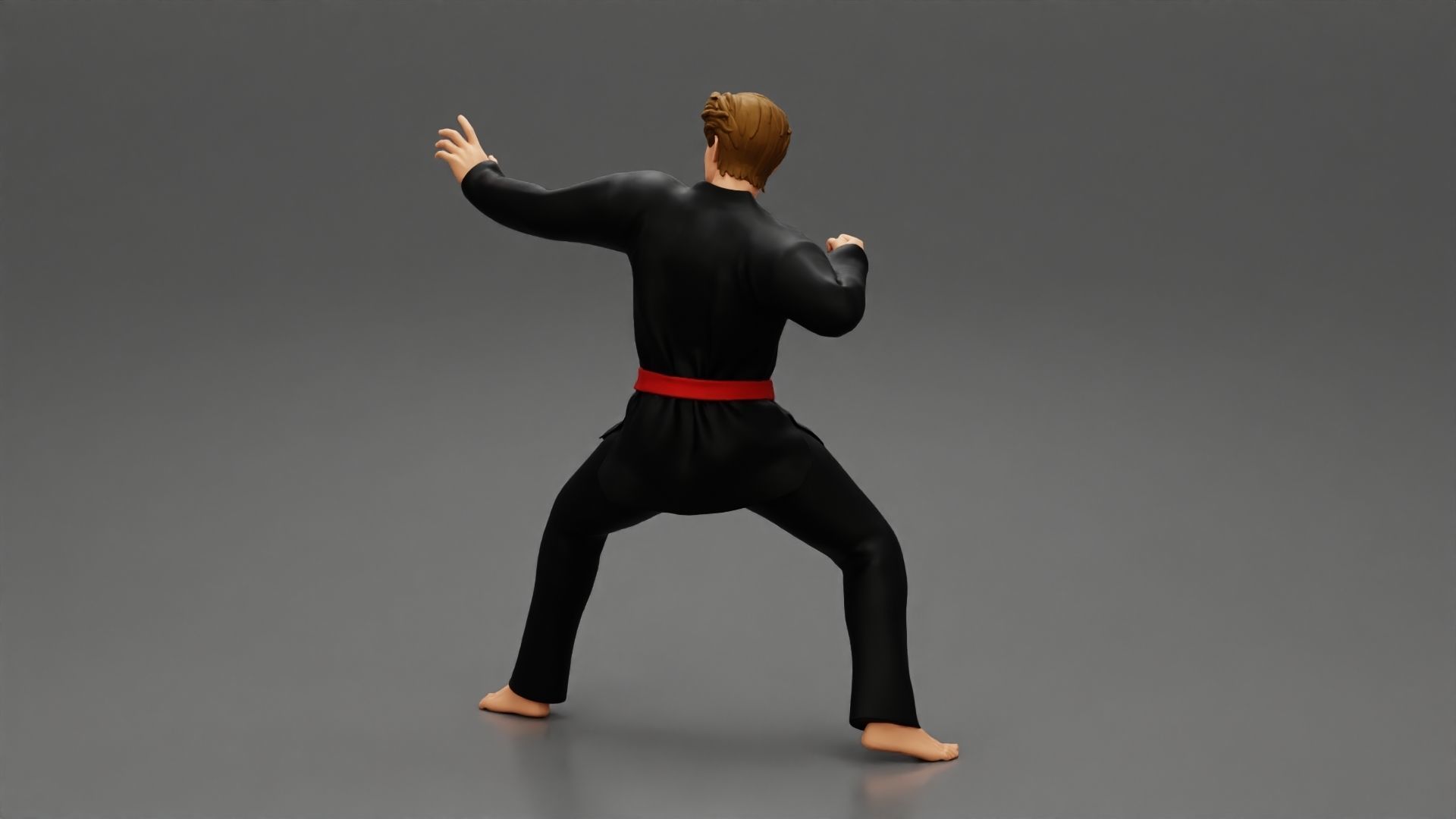 Karate man in a black kimono with a red belt 3D print model_3