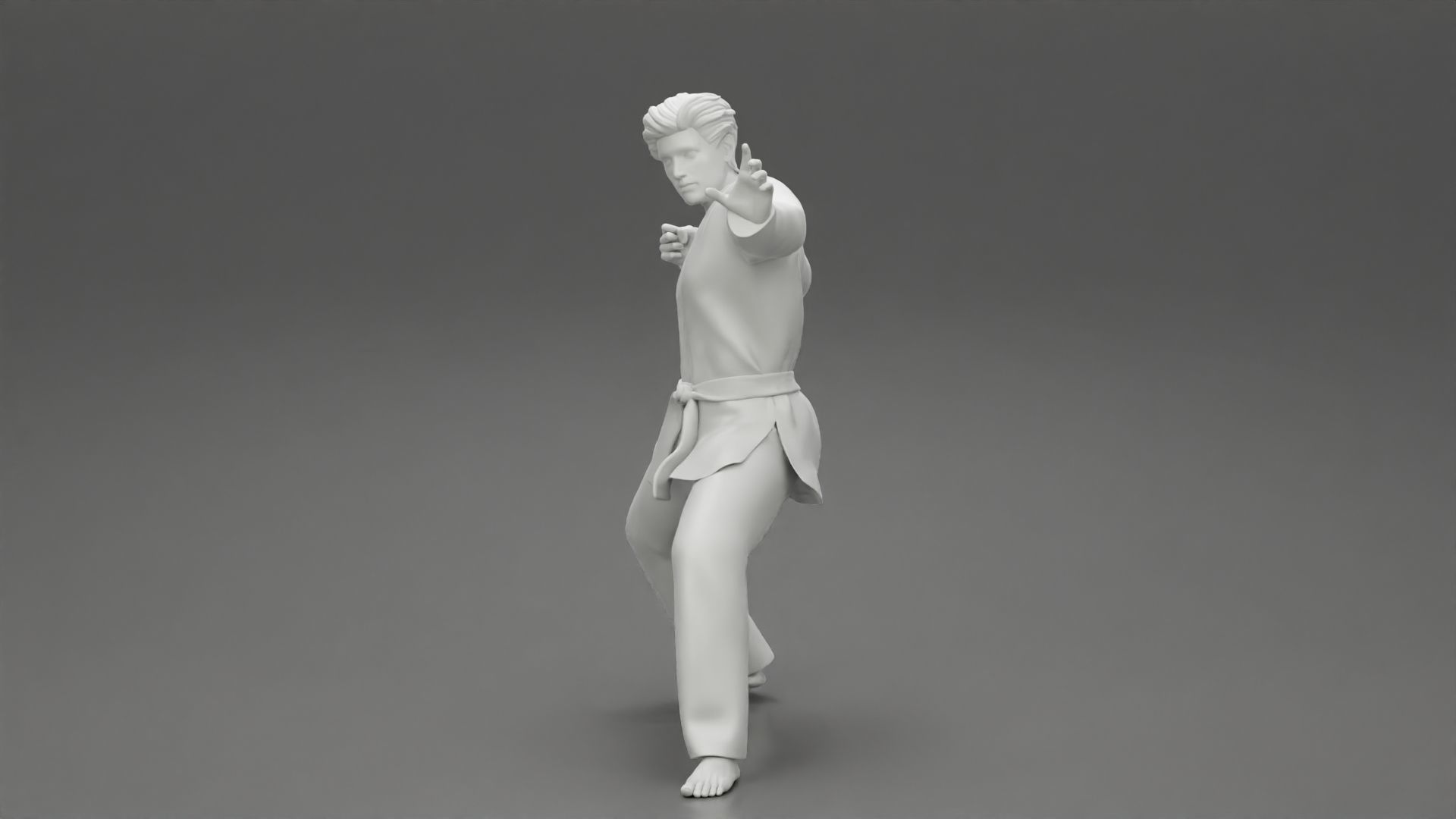 Karate man in a black kimono with a red belt 3D print model_11