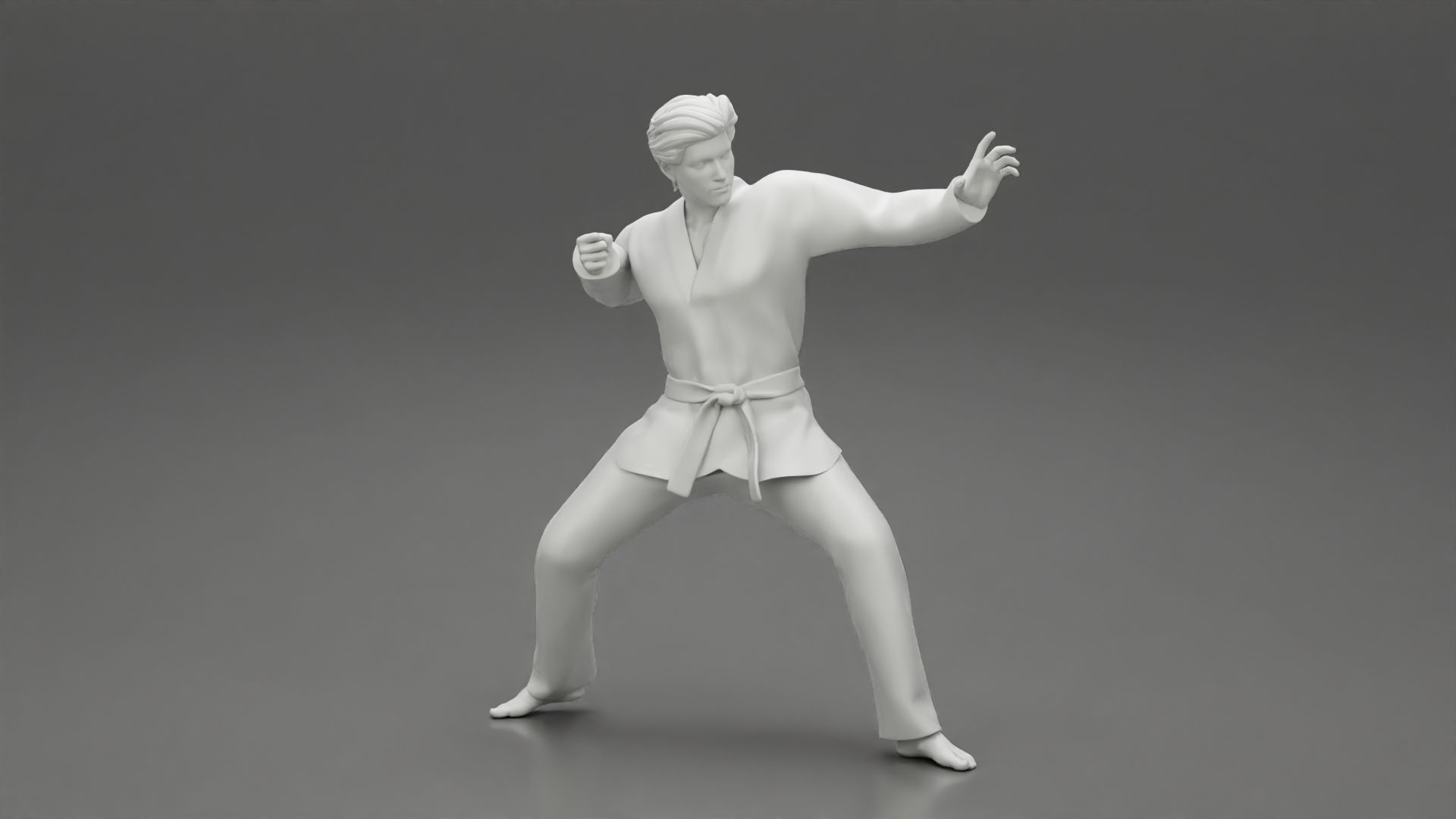 Karate man in a black kimono with a red belt 3D print model_6