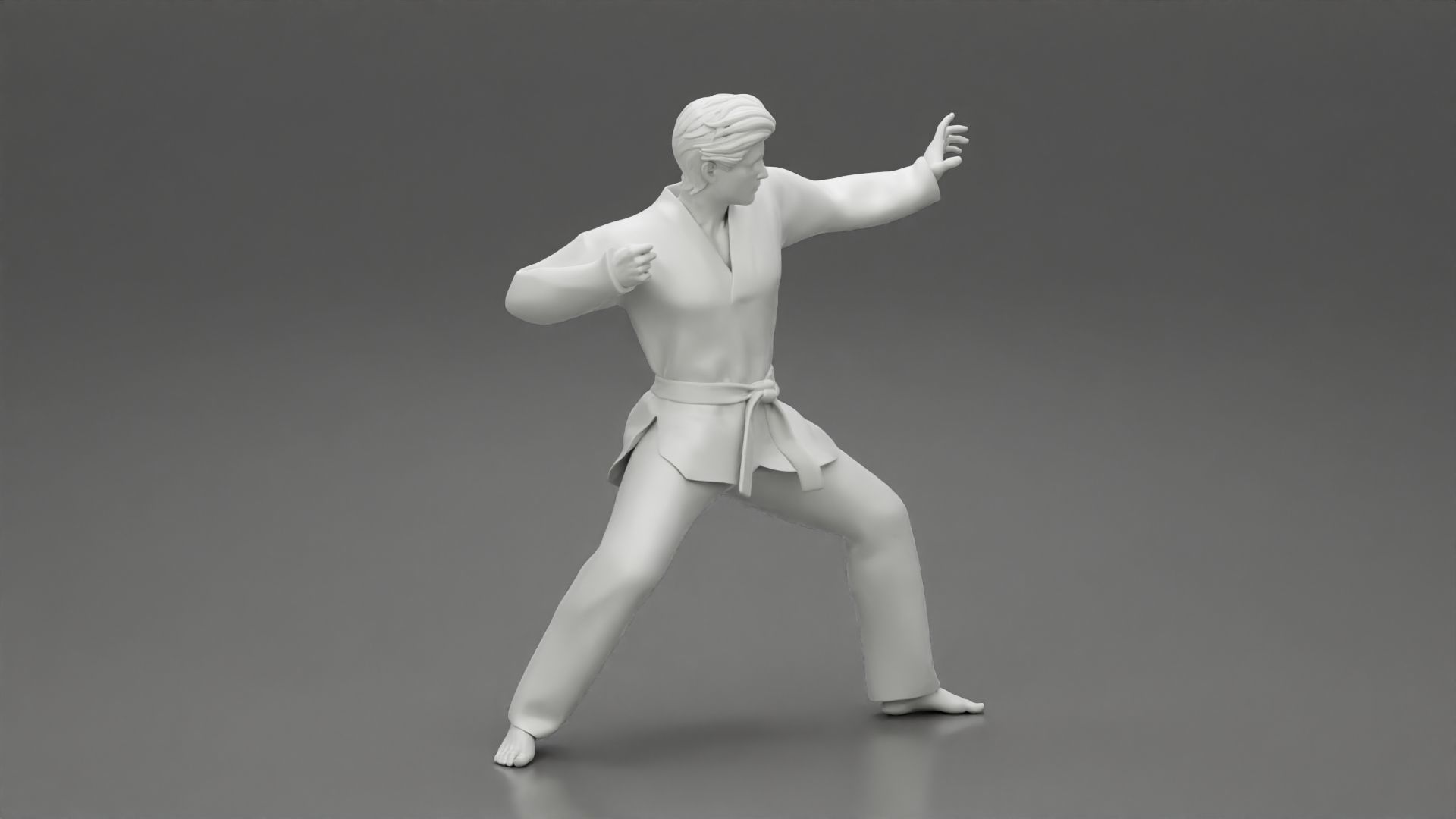 Karate man in a black kimono with a red belt 3D print model_7