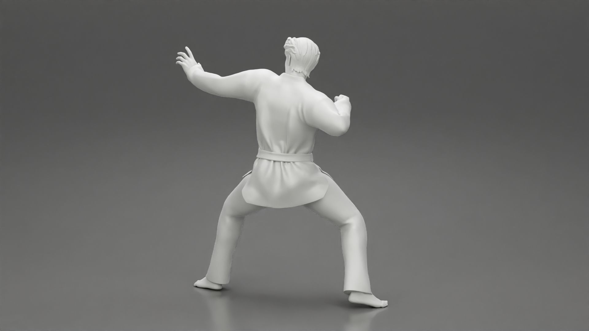Karate man in a black kimono with a red belt 3D print model_9