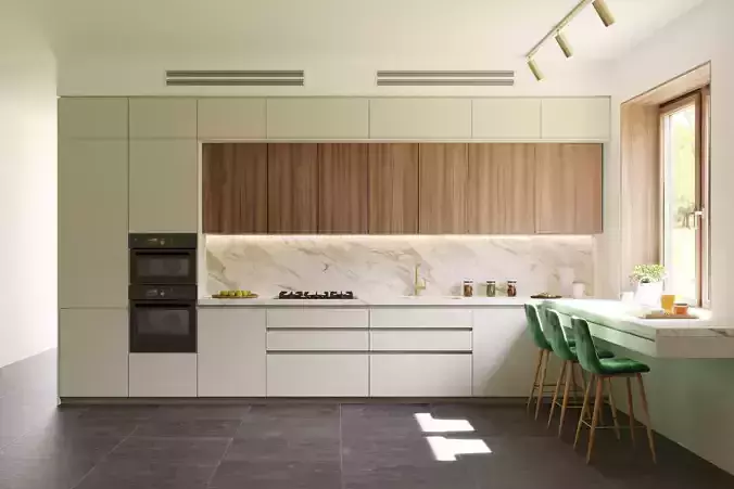 Modern L-Shape Kitchen 3D model