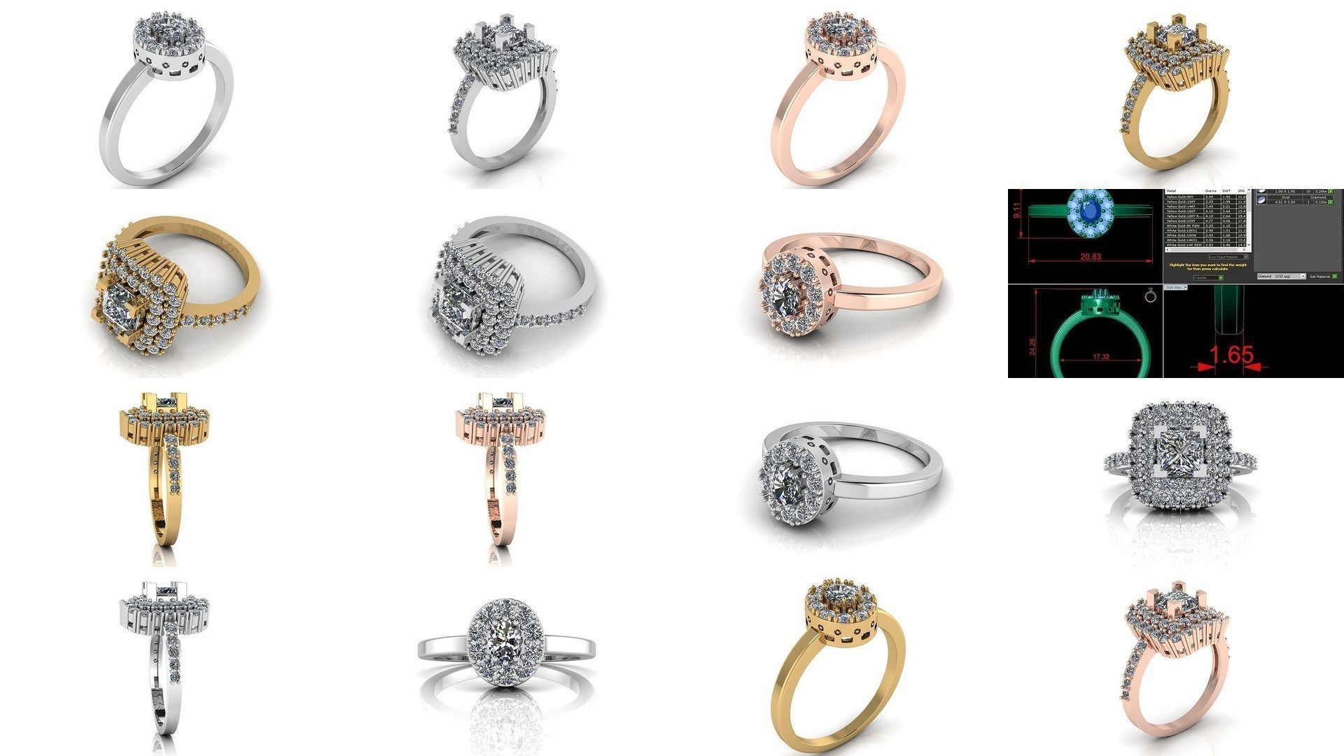 Collection of 50 Jewelry Diamond Rings 3D Print Models _5