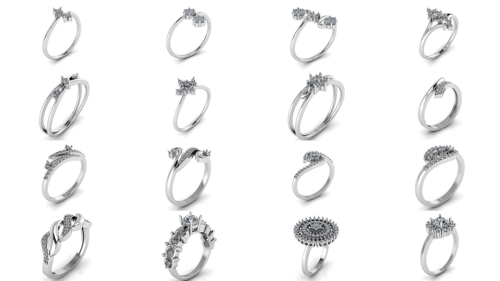 Collection of 50 Jewelry Diamond Rings 3D Print Models _3