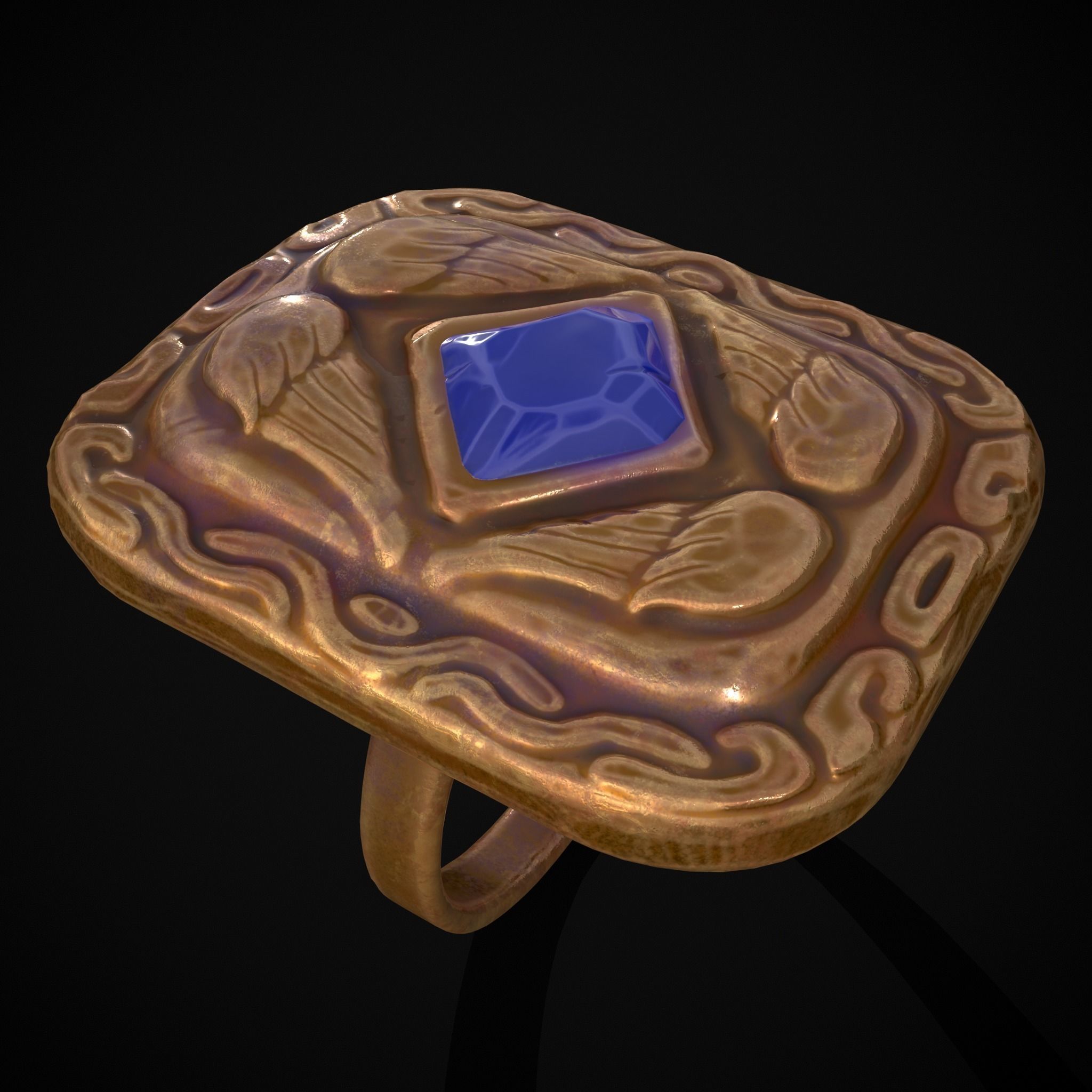 Medieval Angel Wing Ring Low-poly 3D model_19