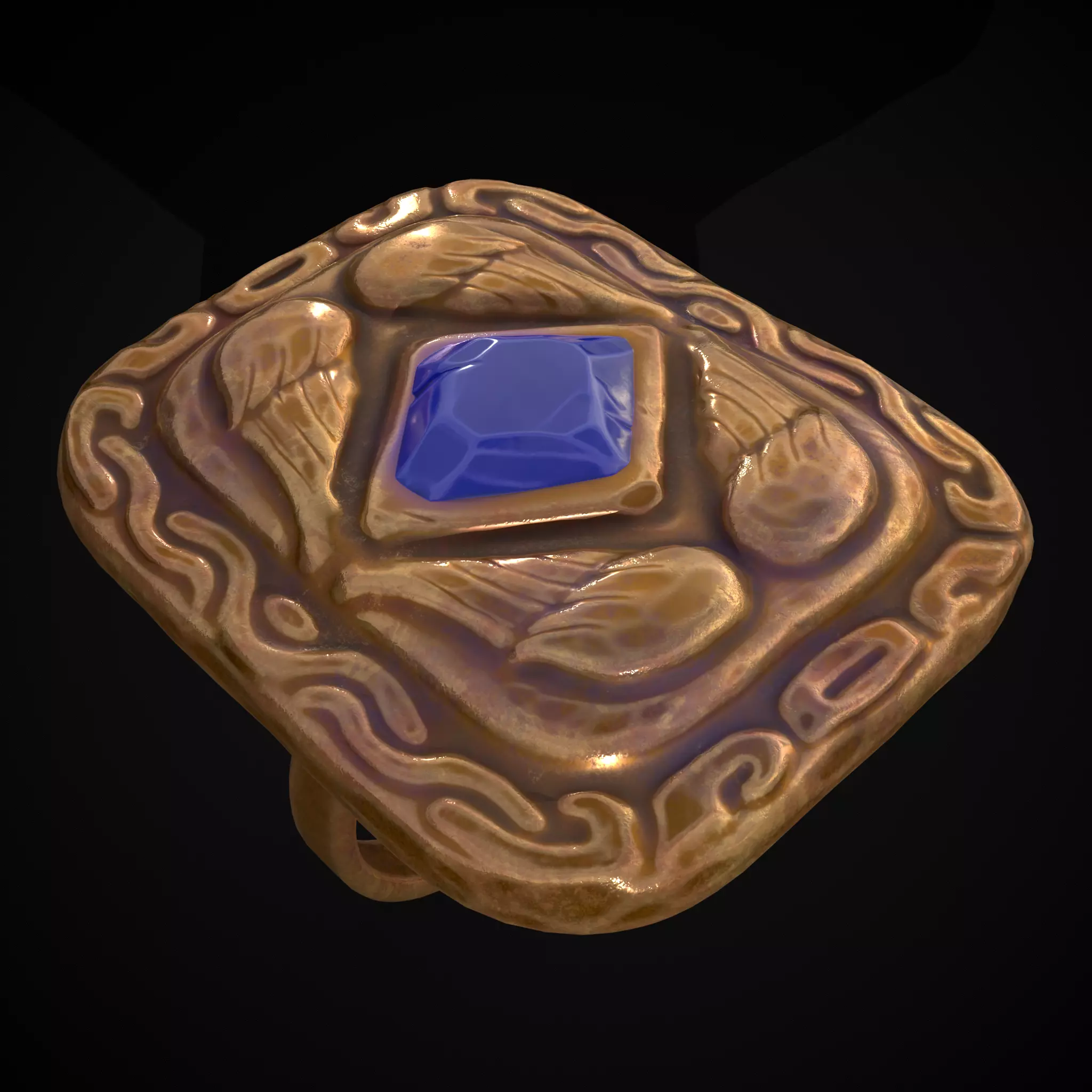 Medieval Angel Wing Ring Low-poly 3D model_0