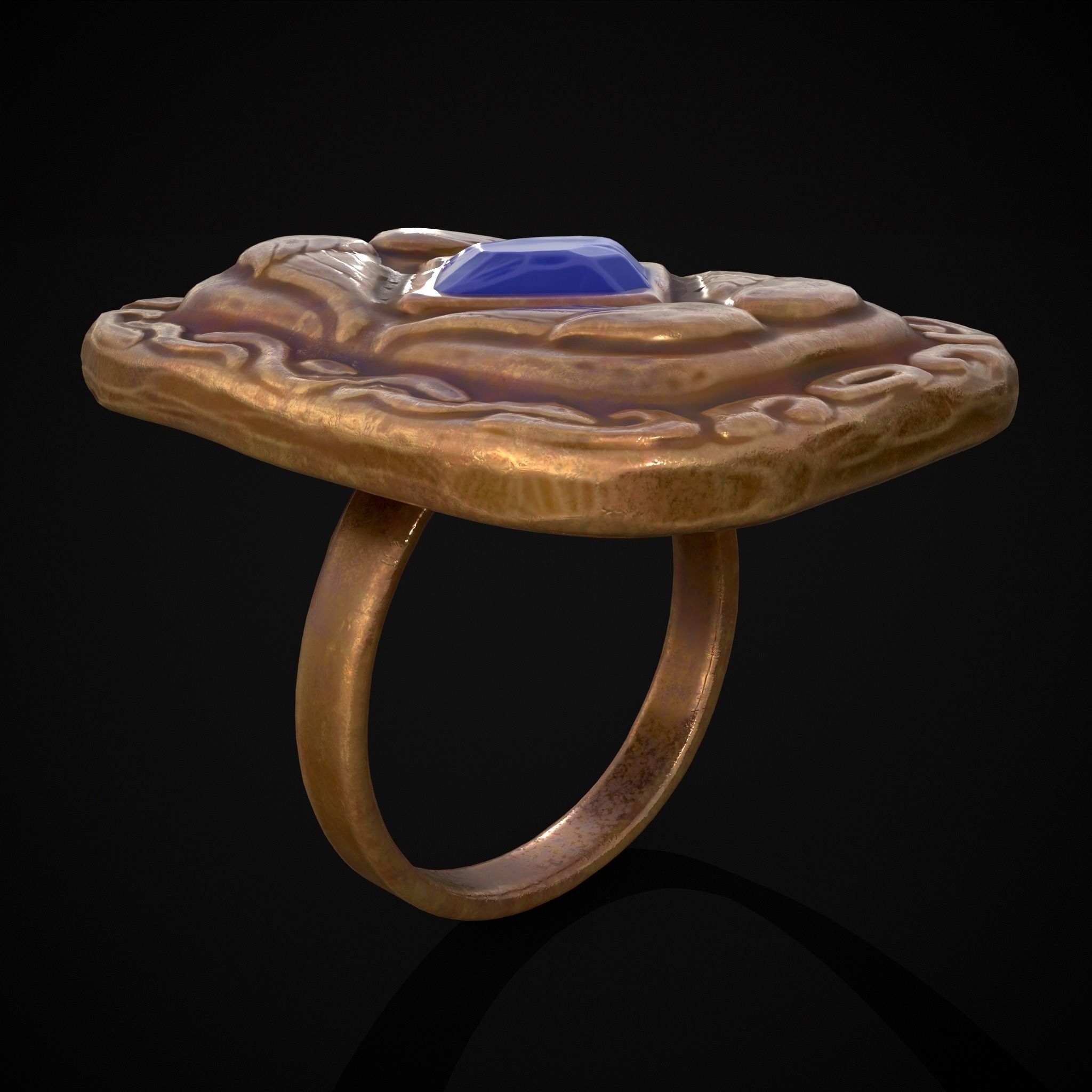 Medieval Angel Wing Ring Low-poly 3D model_5