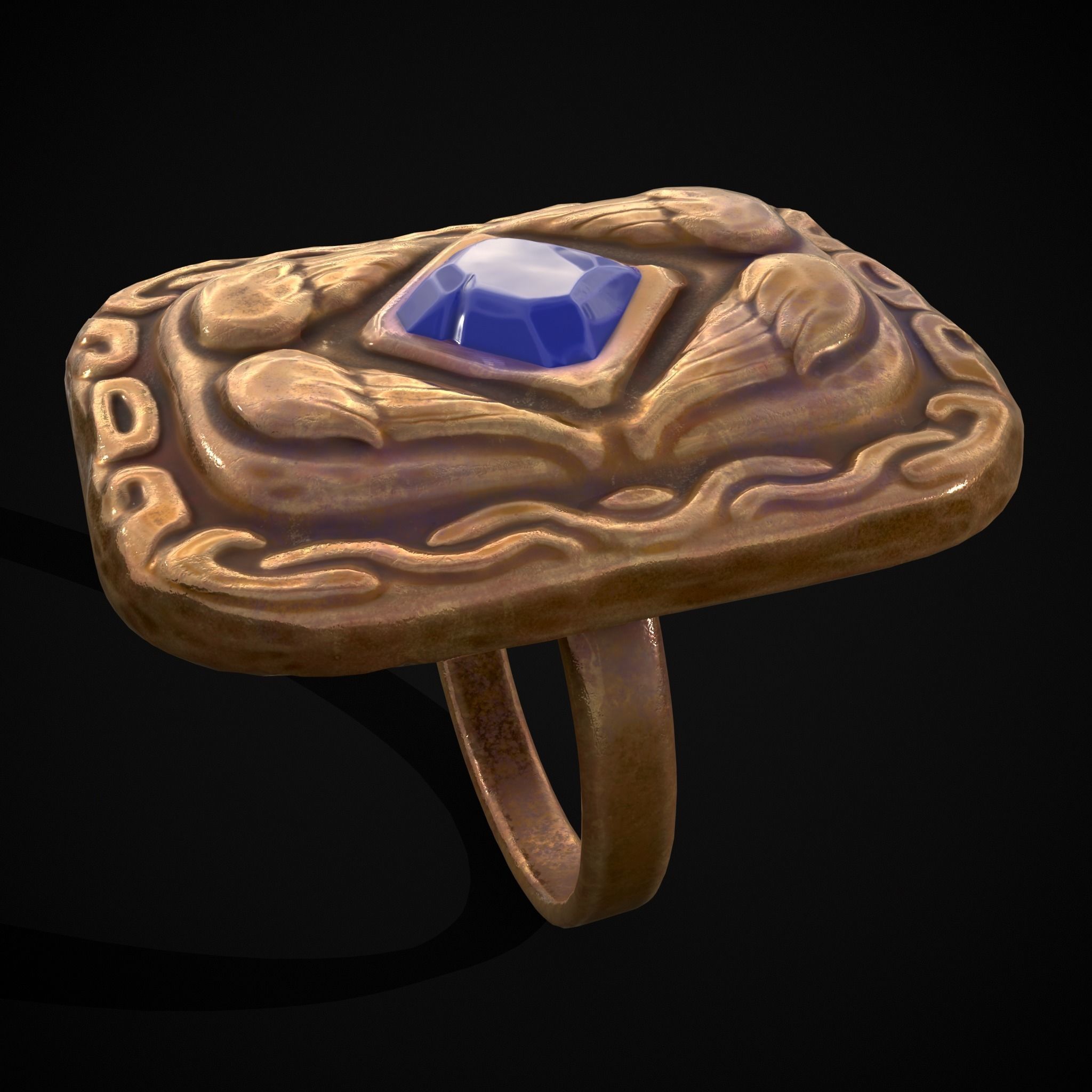 Medieval Angel Wing Ring Low-poly 3D model_17