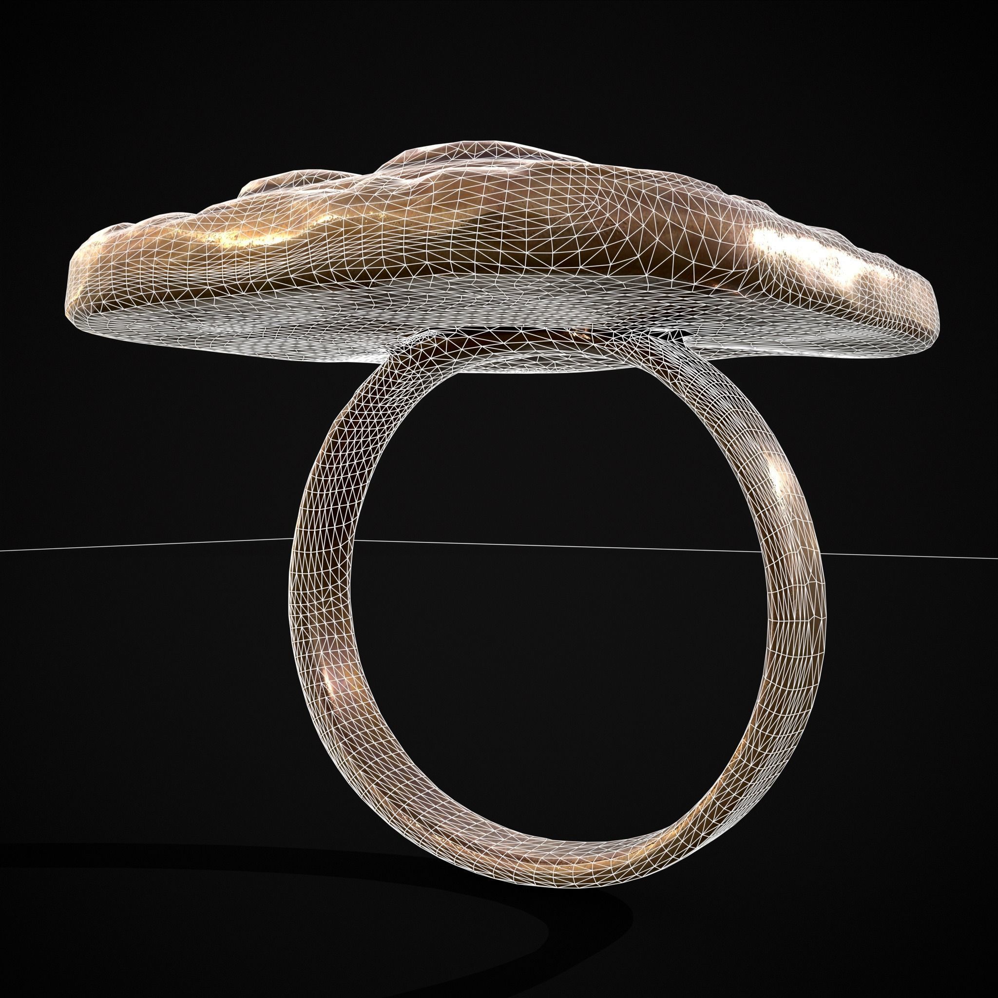 Medieval Angel Wing Ring Low-poly 3D model_8