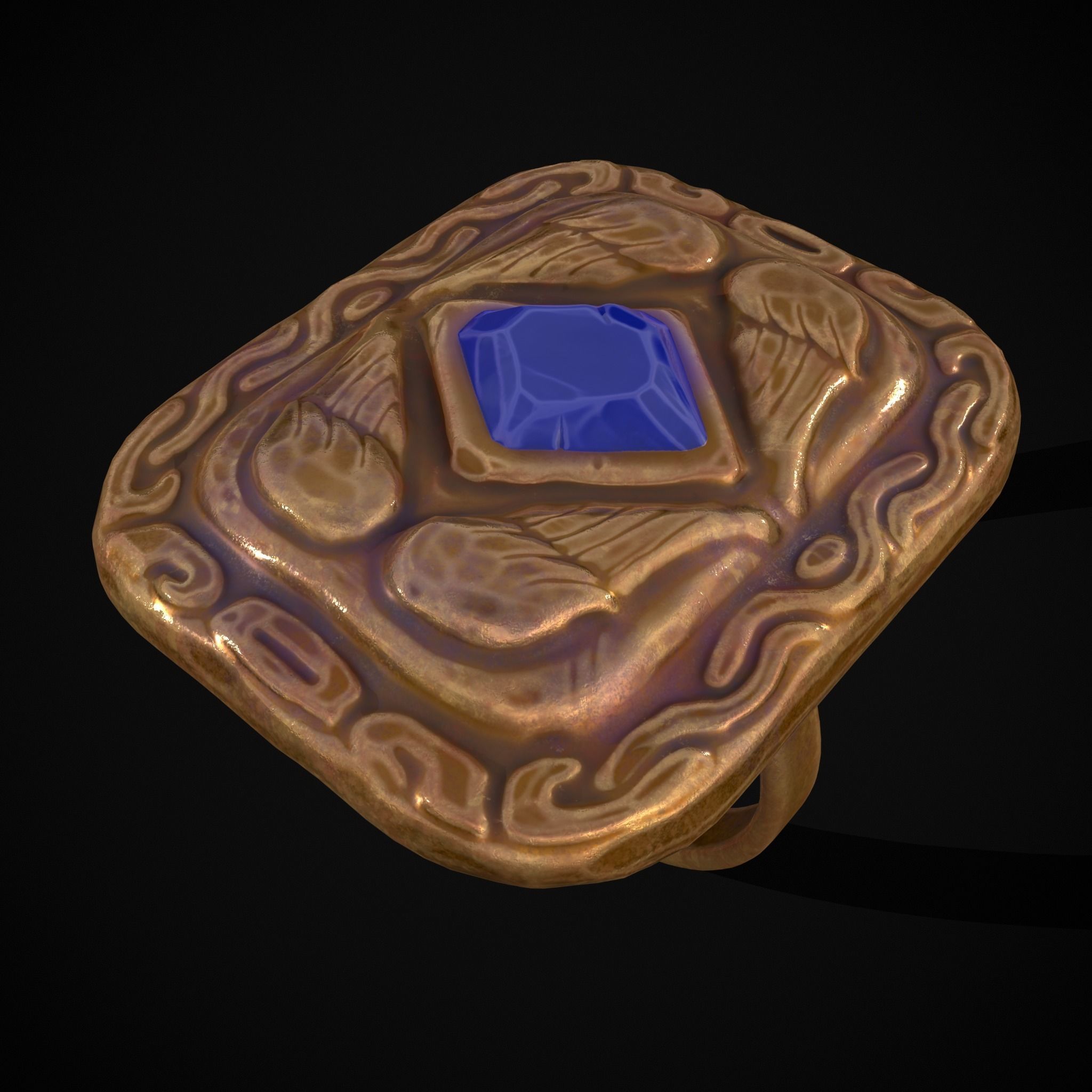 Medieval Angel Wing Ring Low-poly 3D model_15