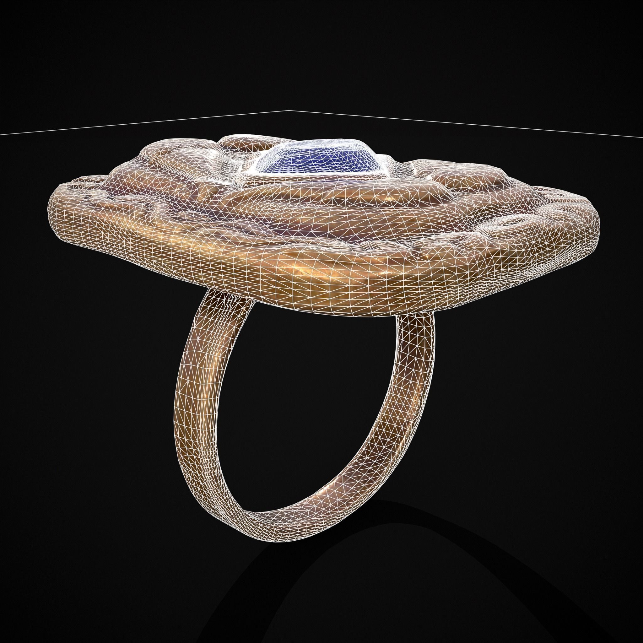Medieval Angel Wing Ring Low-poly 3D model_6