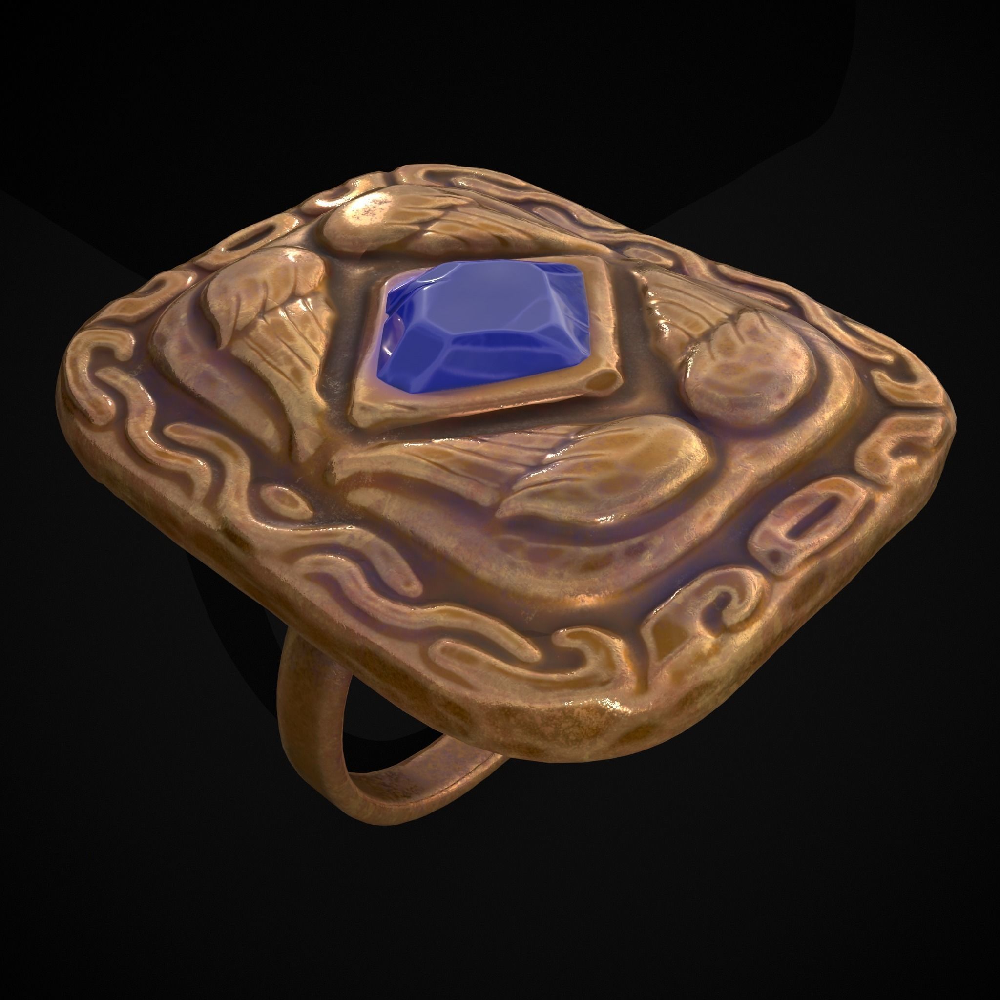 Medieval Angel Wing Ring Low-poly 3D model_13