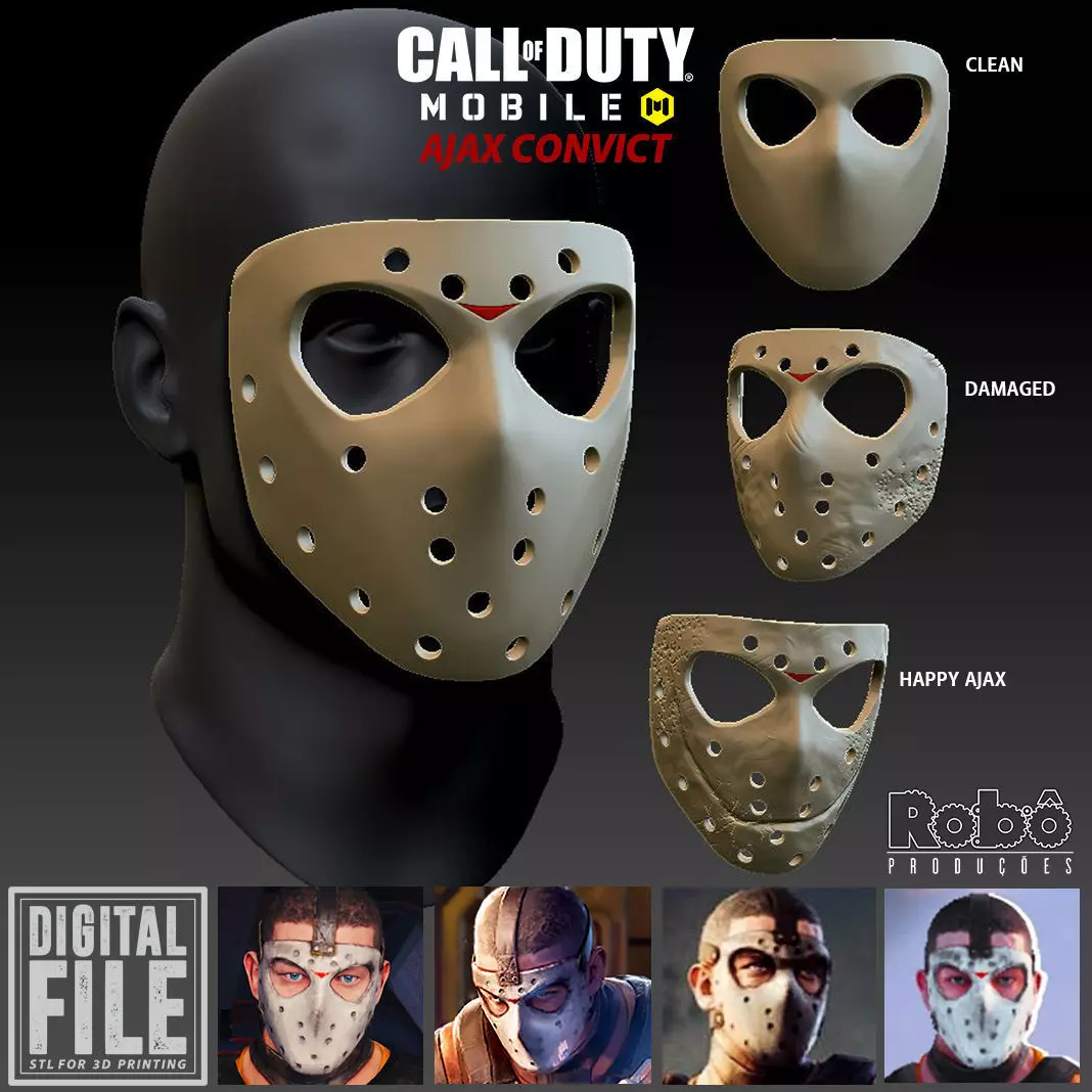 AJAX OPERATOR CONVICT MASK - CALL OF DUTY - MOBILE - WARZONE 3D print model_0