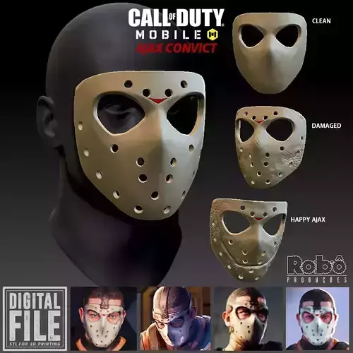 AJAX OPERATOR CONVICT MASK - CALL OF DUTY - MOBILE - WARZONE 3D print model