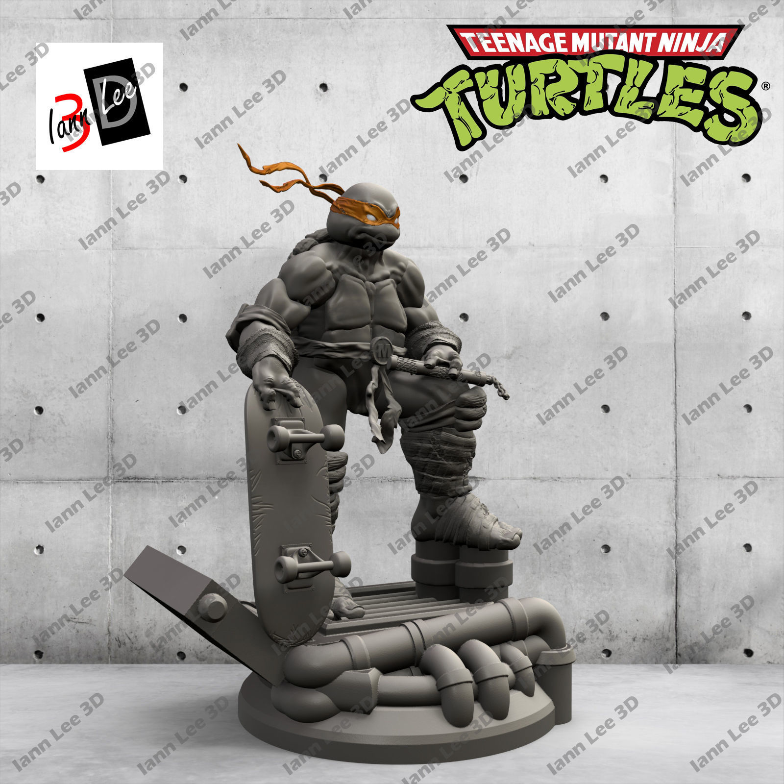 TMNT MICHELANGELO MIKE TORTUGA NINJA FAN ART 3D print model_4