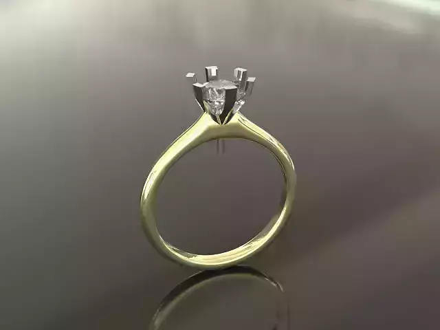 Solitaire Ring - 75pt - six claw - two piece - Classic style