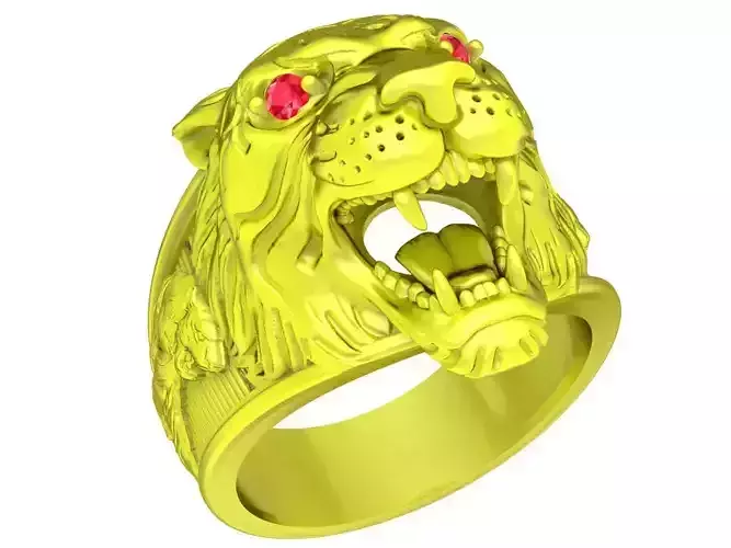 Zodiac Diamond Tiger Men Ring 3D Print Model A4746