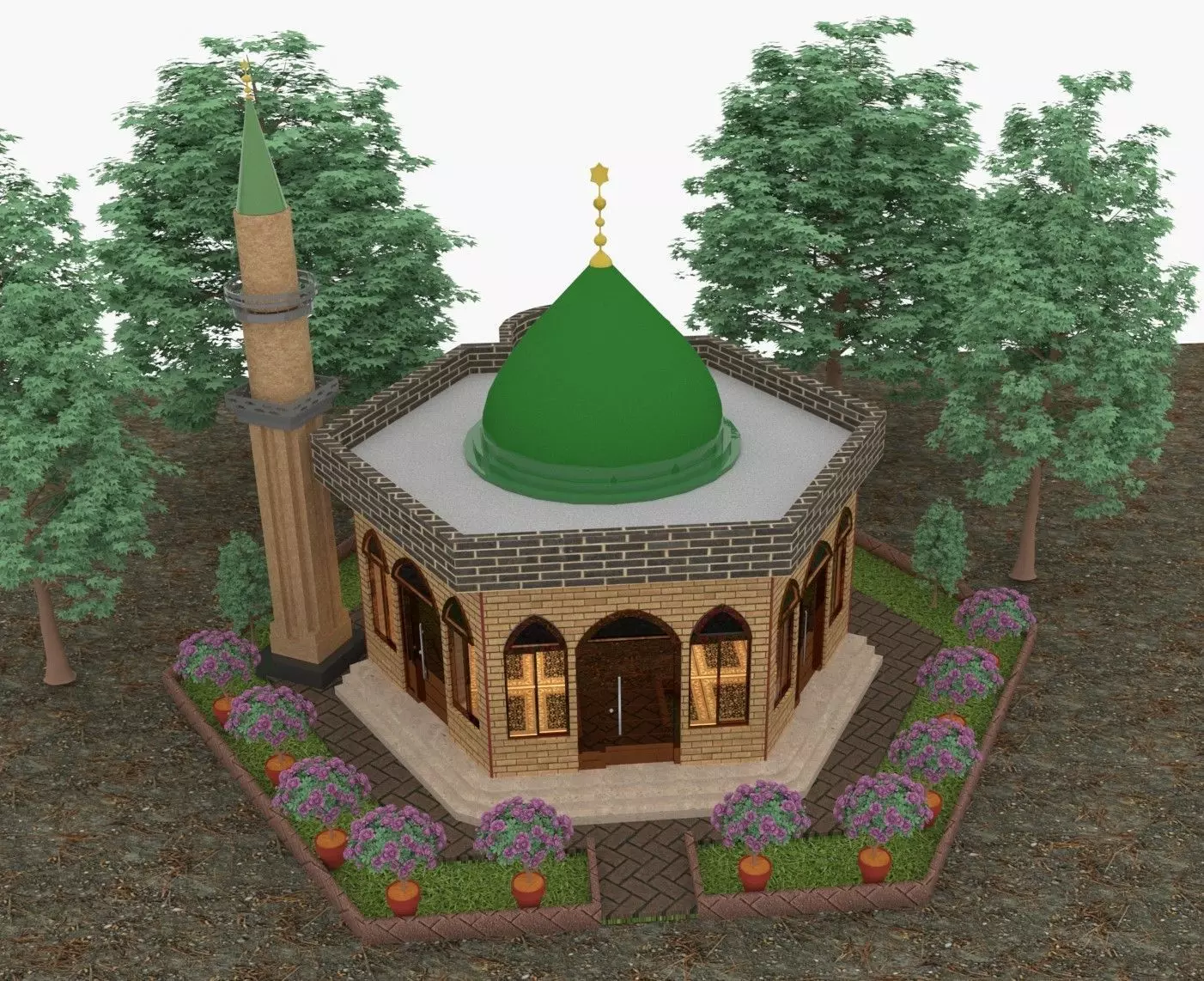 MOSQUE BEAUTIFUL 3D PLAN Free 3D model