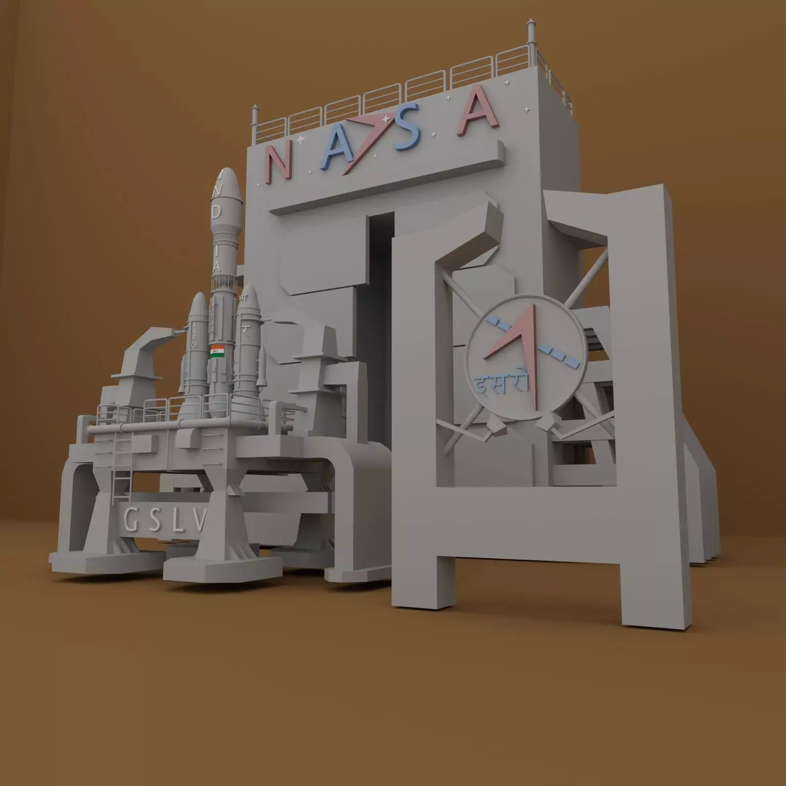 Nasa And ISRO Spaceship Low-poly 3D model