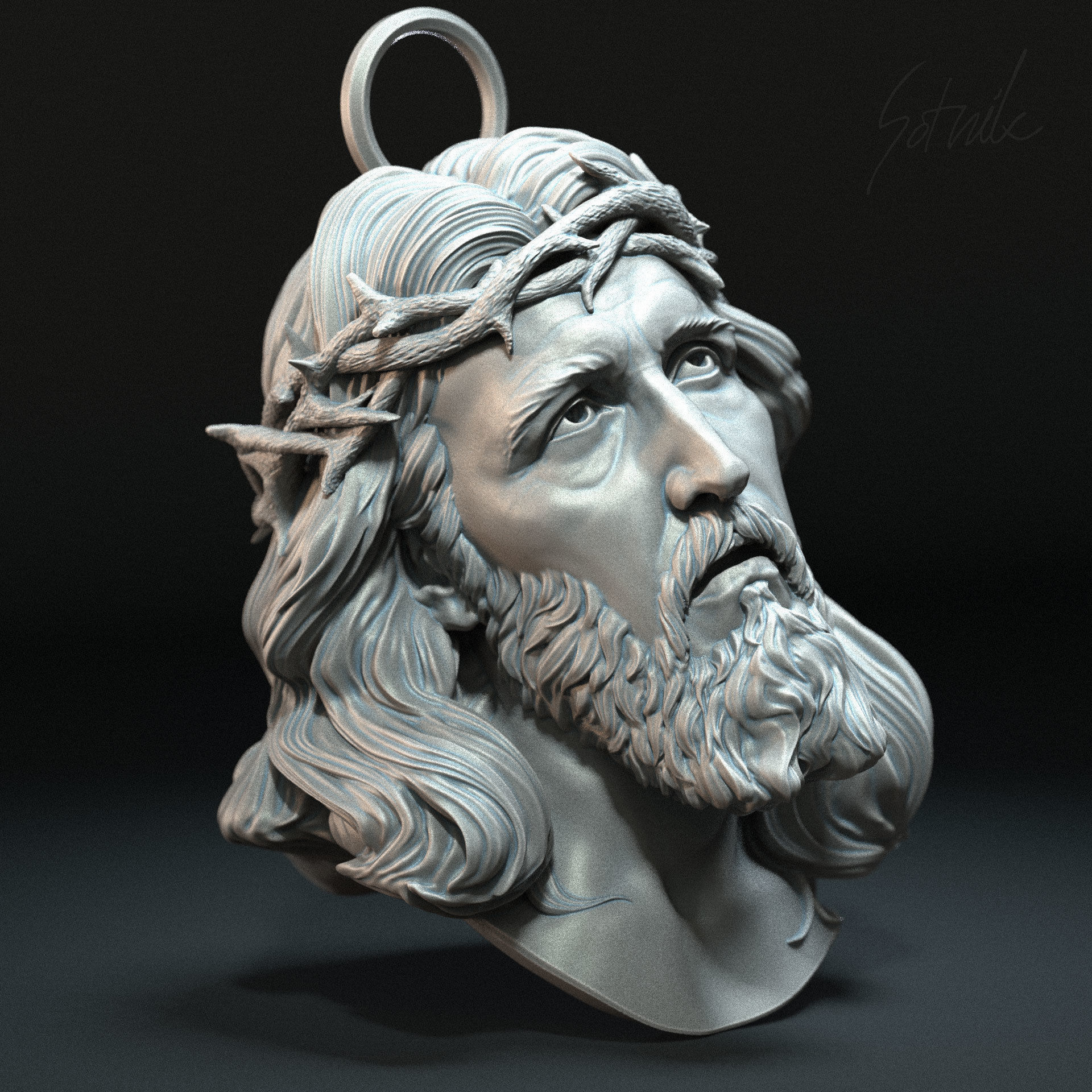 Jesus Head 01 3D print model_7