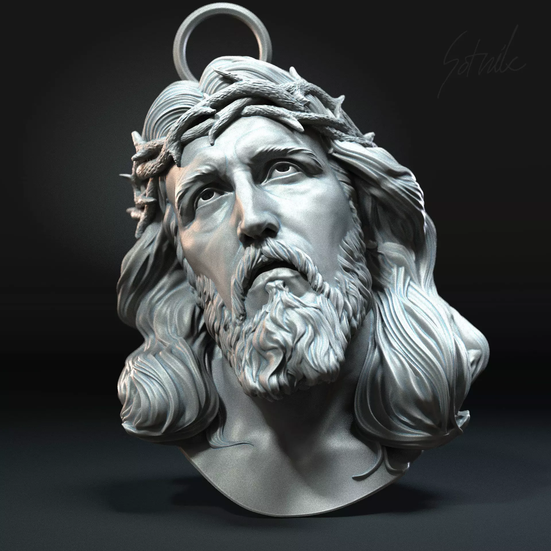 Jesus Head 01 3D print model_0