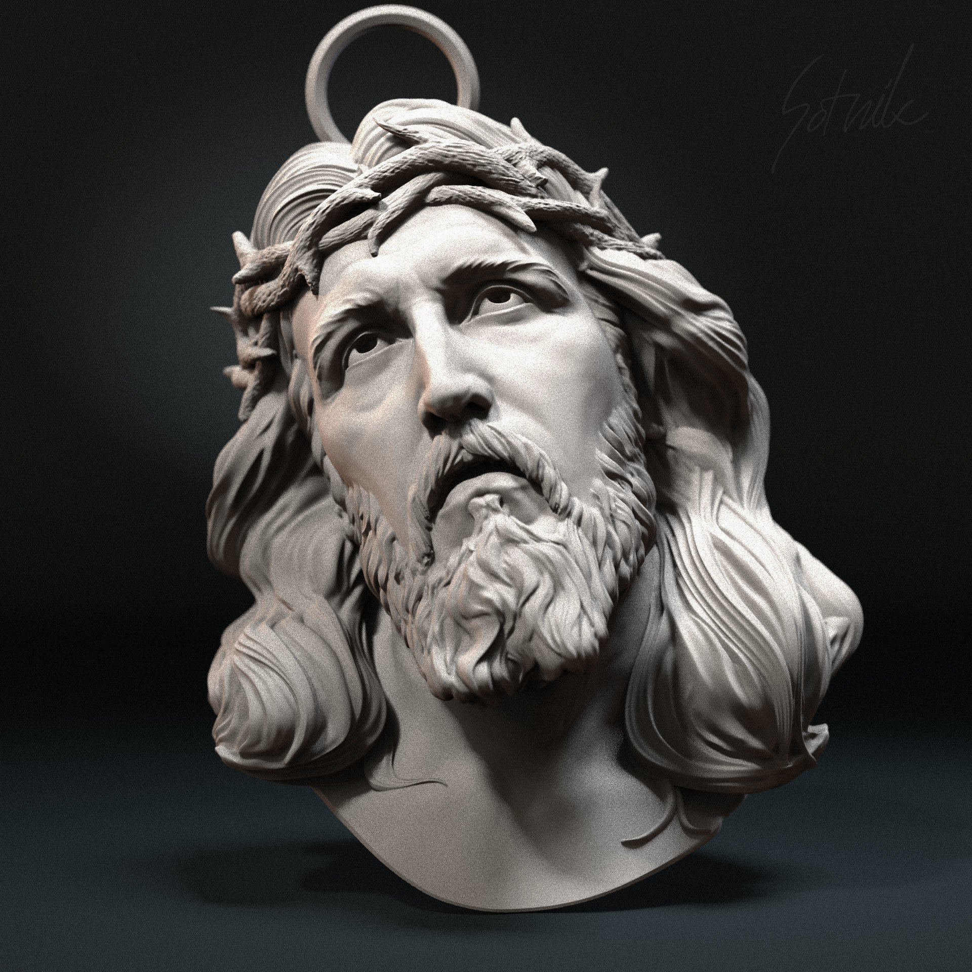Jesus Head 01 3D print model_6