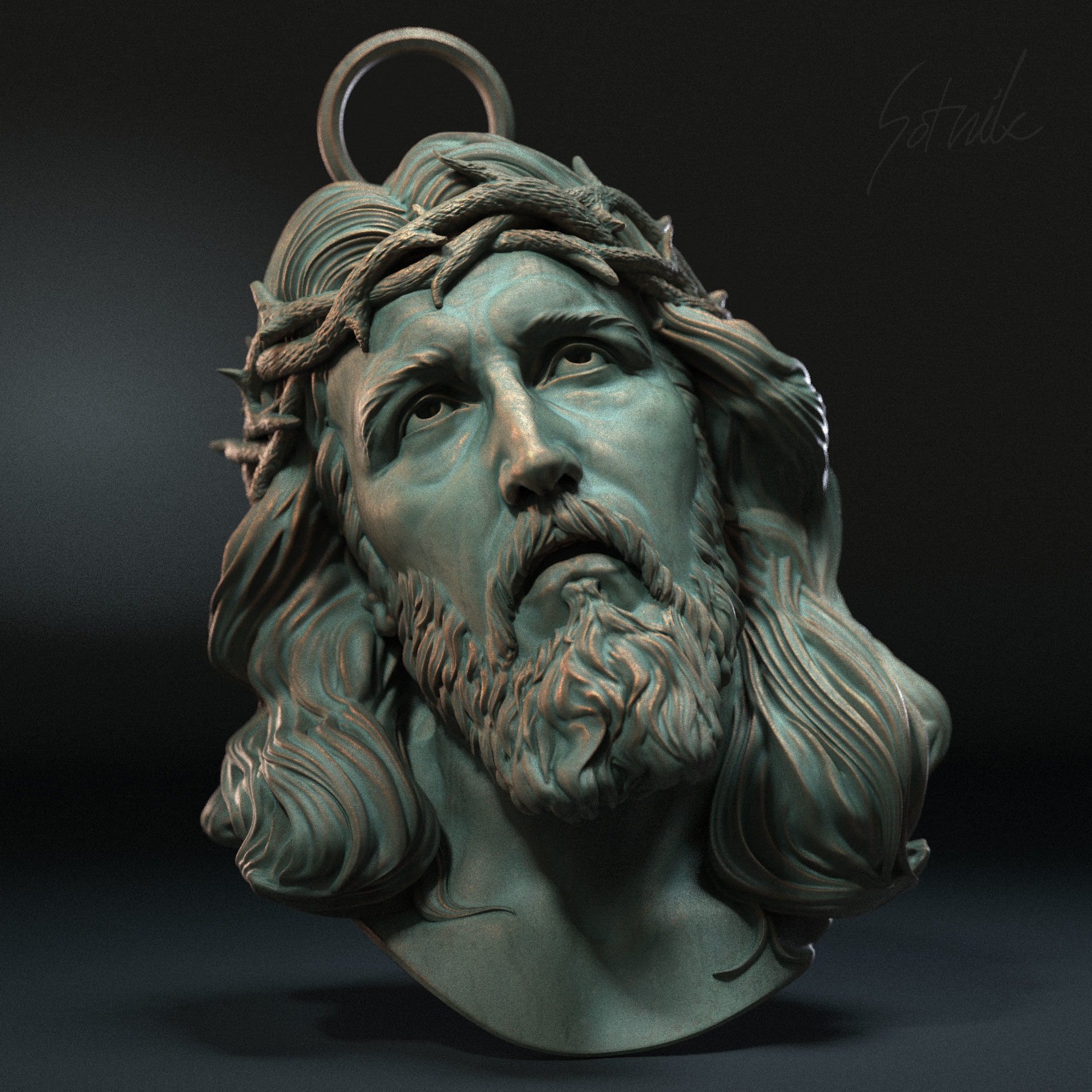 Jesus Head 01 3D print model_2
