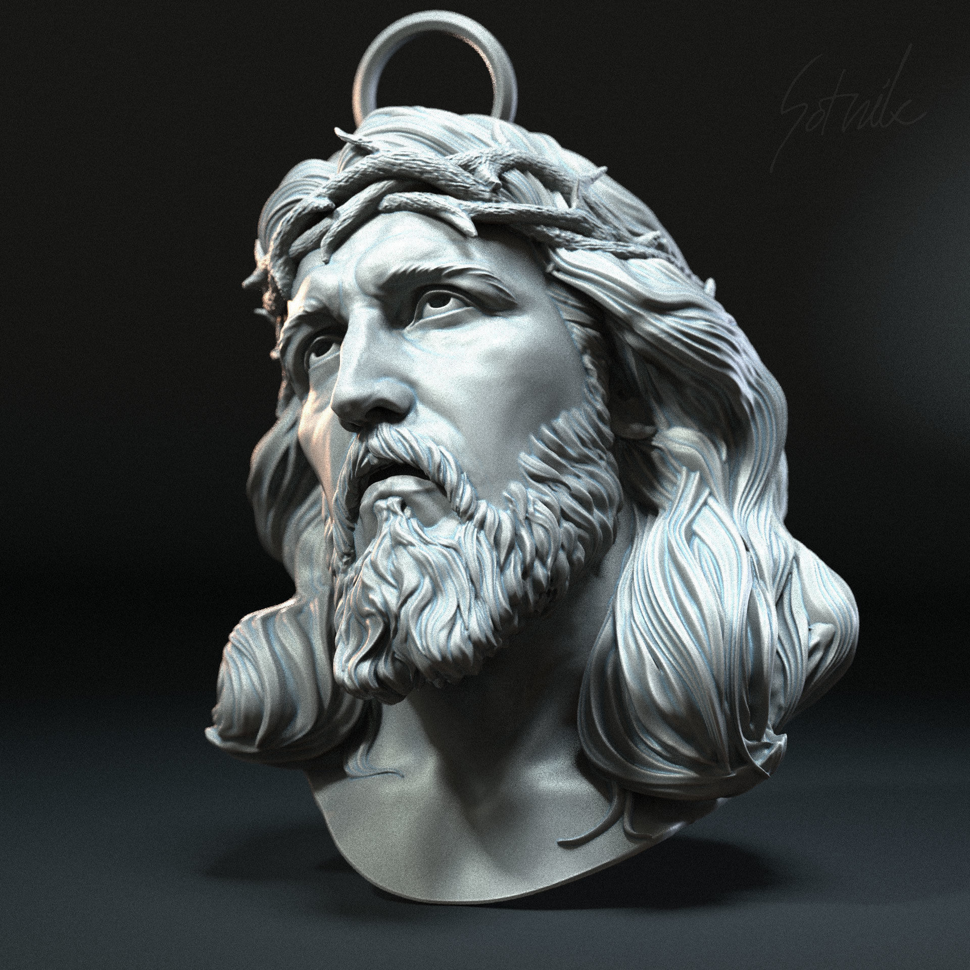 Jesus Head 01 3D print model_5