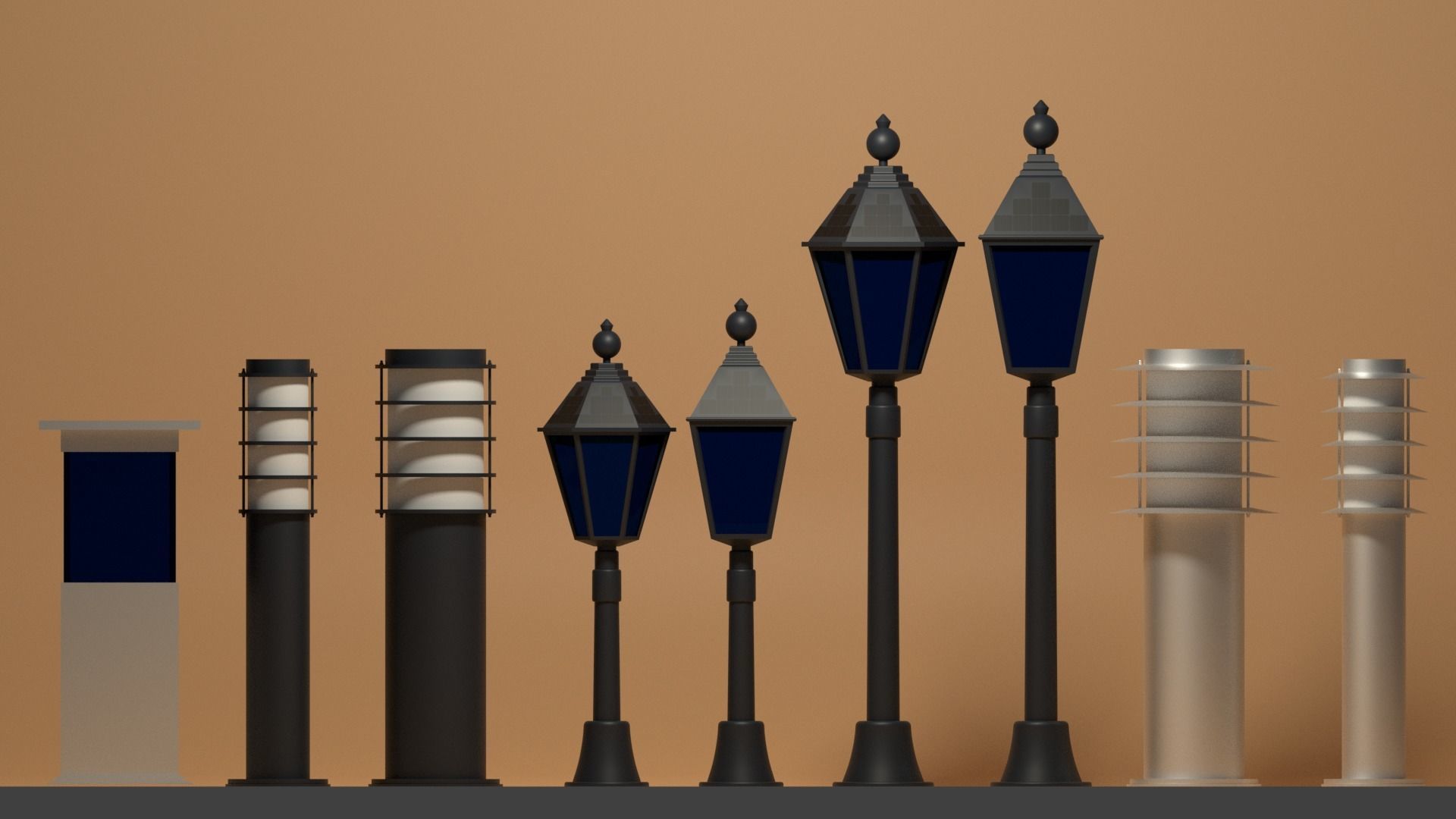 Solar Garden Light Collection 3D model_7